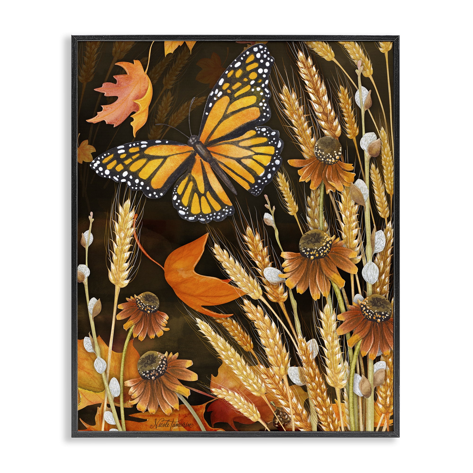 Stupell Industries Fall Motif Midnight Garden Black Framed Giclee Art, design by Nicole Tamarin