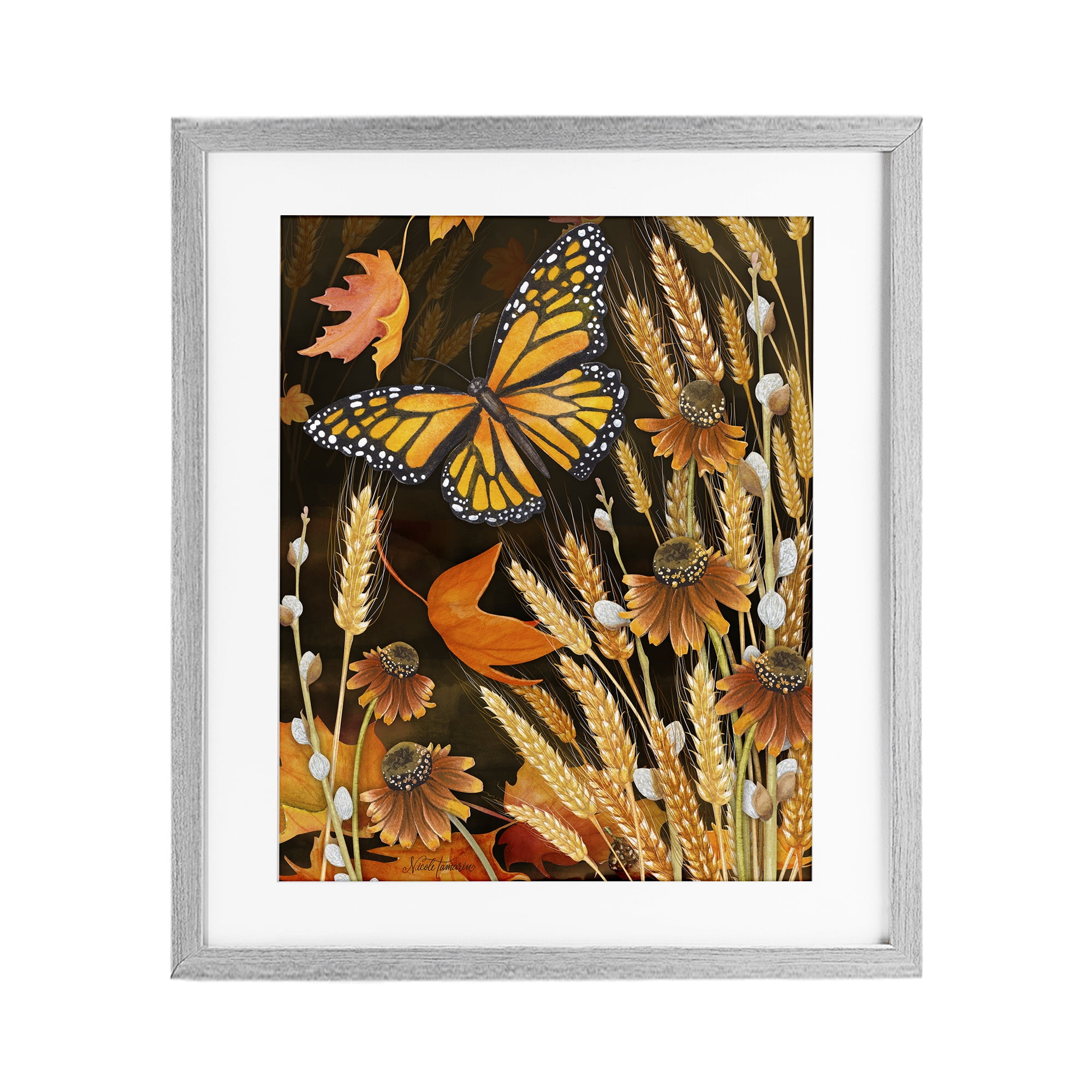 Stupell Industries Fall Motif Midnight Garden Gray Framed Print Under Glass, design by Nicole Tamarin