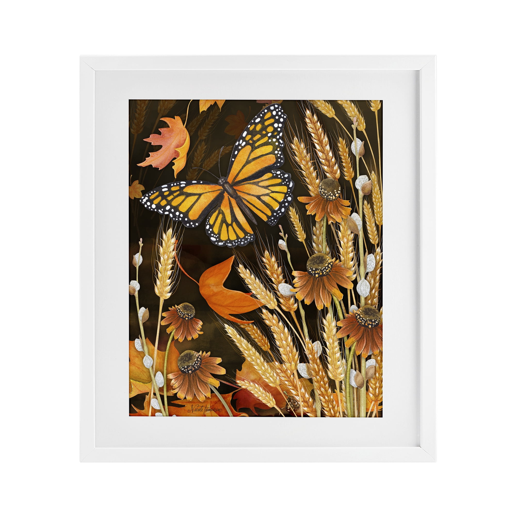 Stupell Industries Fall Motif Midnight Garden White Framed Print Under Glass, design by Nicole Tamarin