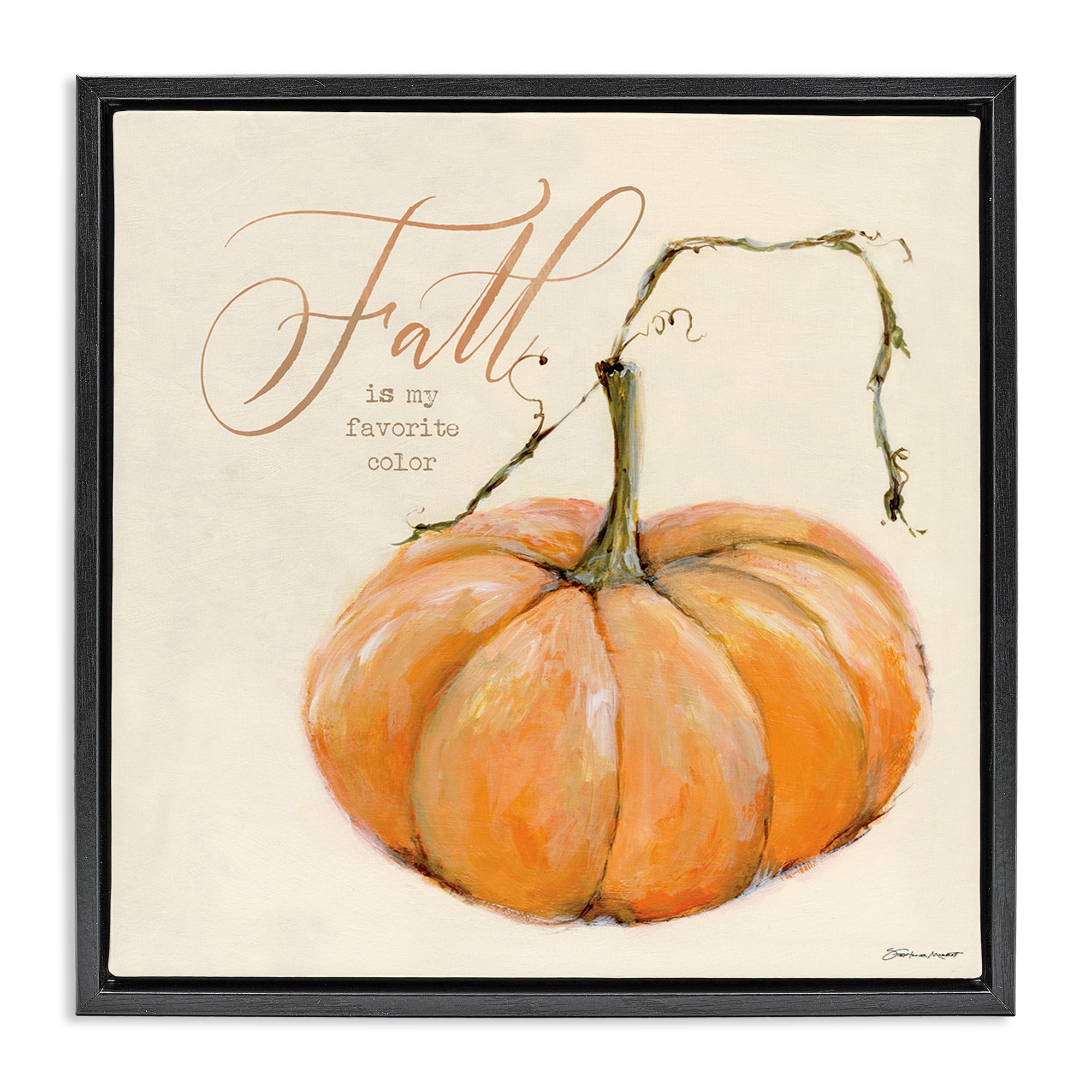 Stupell Industries Fall My Favorite Color Seasonal Holiday Painting Black Floater Framed Canvas Art Print Wall Art, 25 x 25
