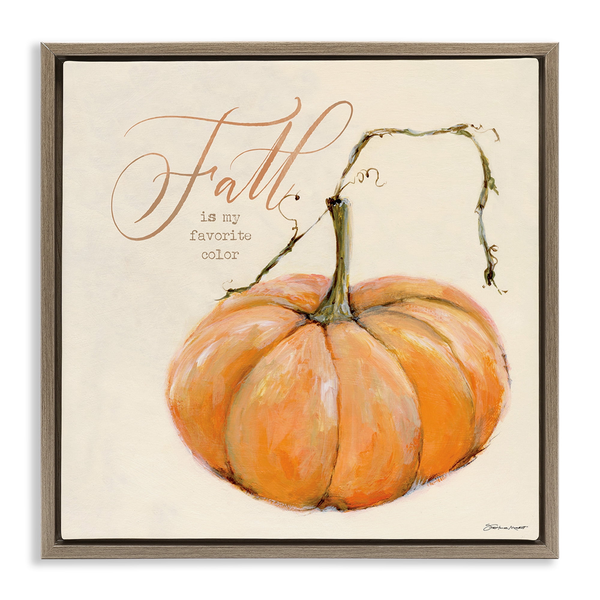 Stupell Industries Fall My Favorite Color Seasonal Holiday Painting Brown Floater Framed Canvas Art Print Wall Art, 18 x 18