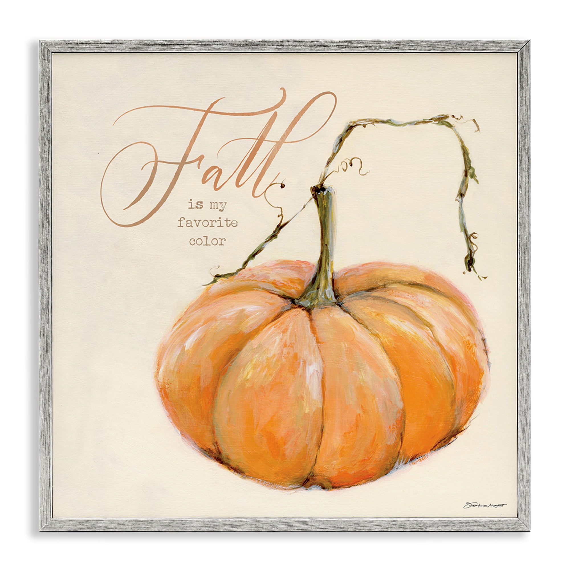 Stupell Industries Fall My Favorite Color Seasonal Holiday Painting Gray Framed Art Print Wall Art, 24 x 24