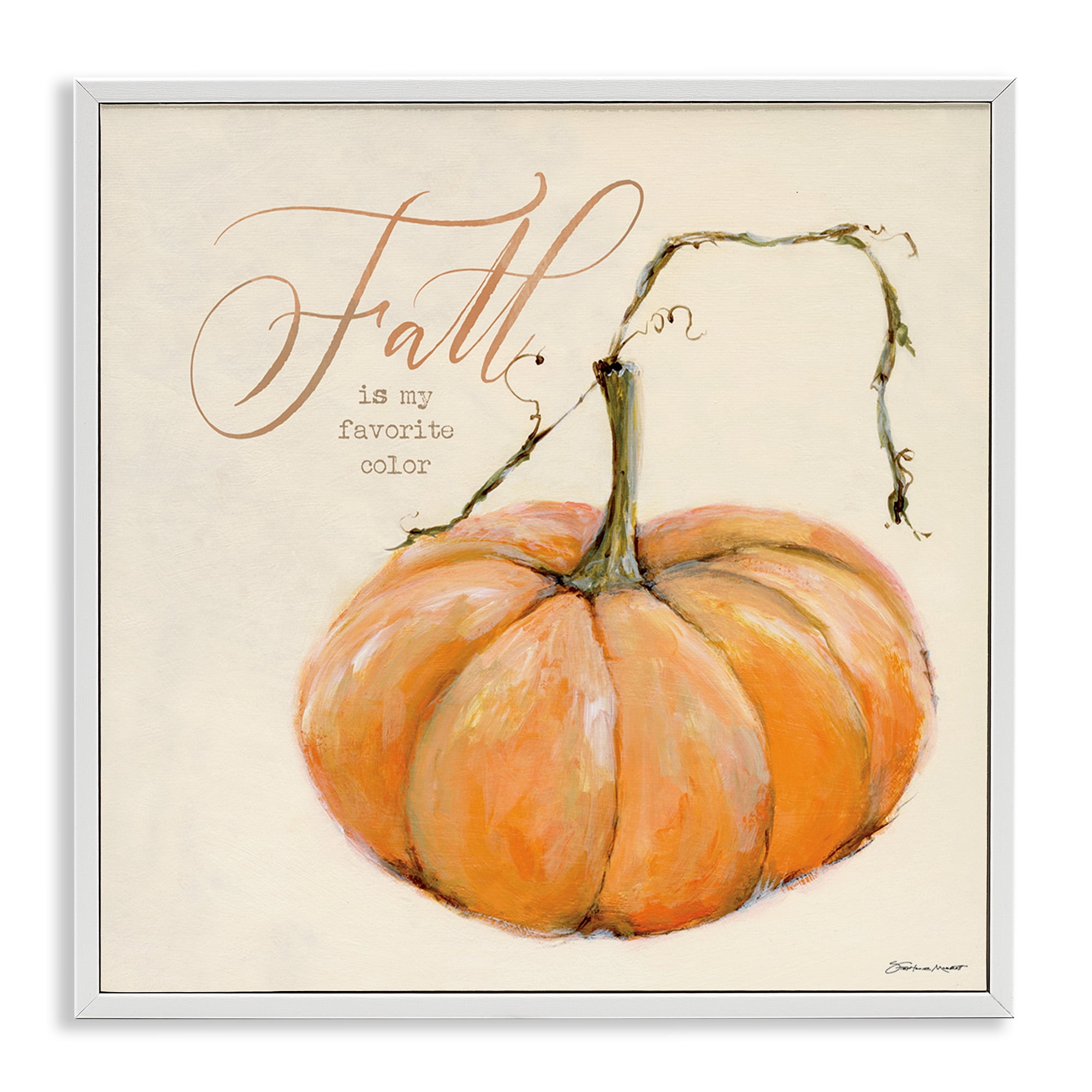 Stupell Industries Fall My Favorite Color Seasonal Holiday Painting White Framed Art Print Wall Art, 12 x 12