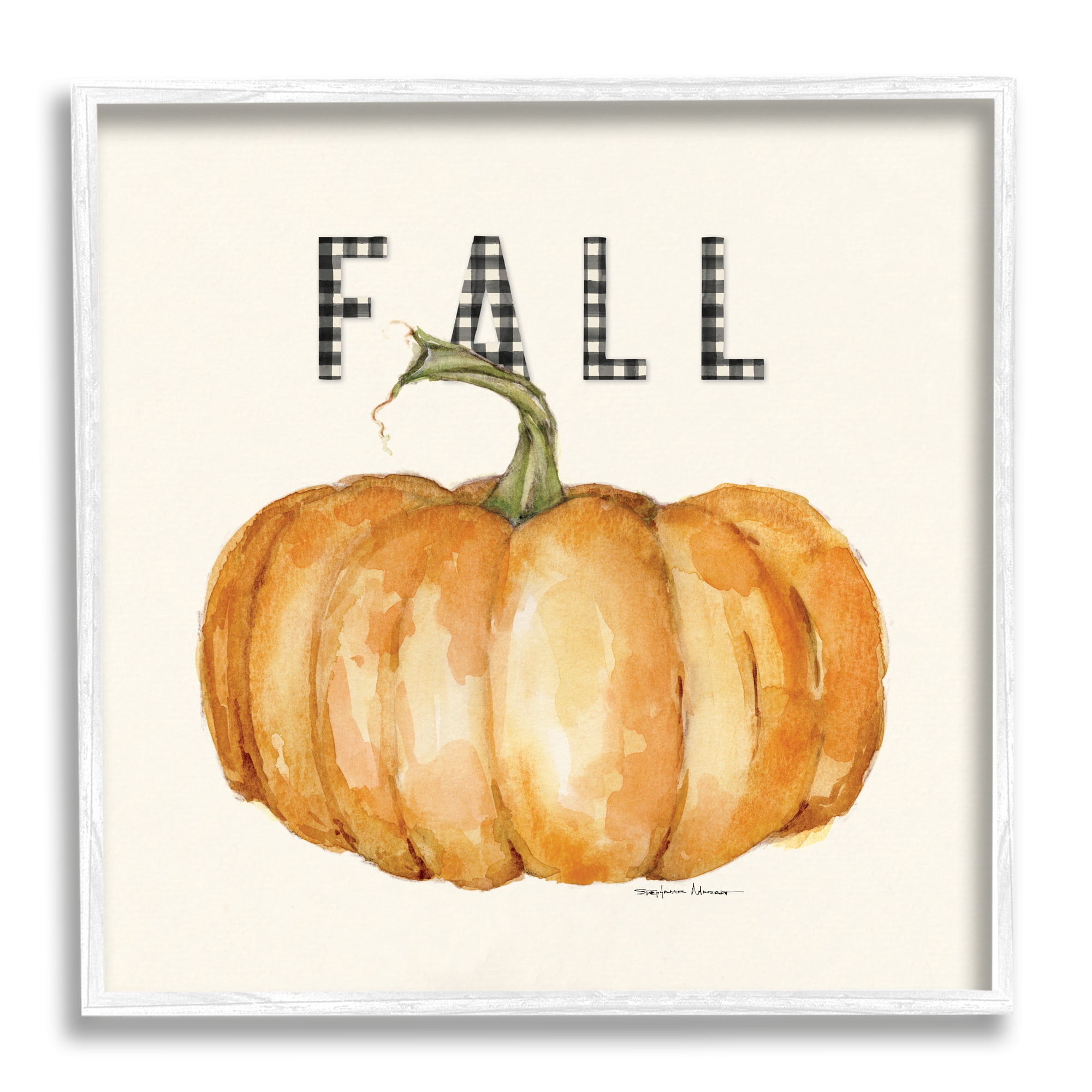 Stupell Industries Fall Pumpkin Black Farm Plaid Typography Autumn Gourd, 17 x 17, Design by Stephanie Workman Marrott