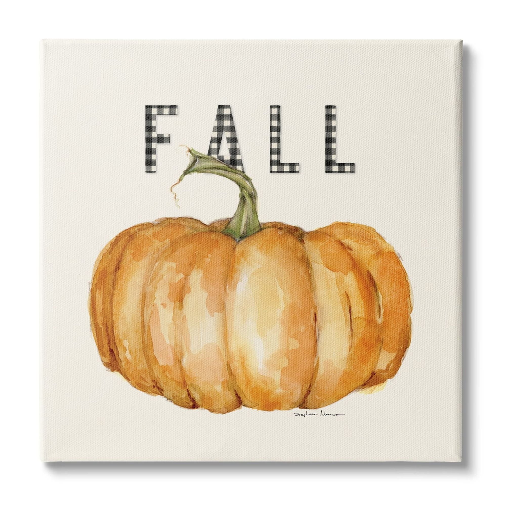 Stupell Industries Fall Pumpkin Black Farm Plaid Typography Autumn Gourd, 24 x 24, Design by Stephanie Workman Marrott