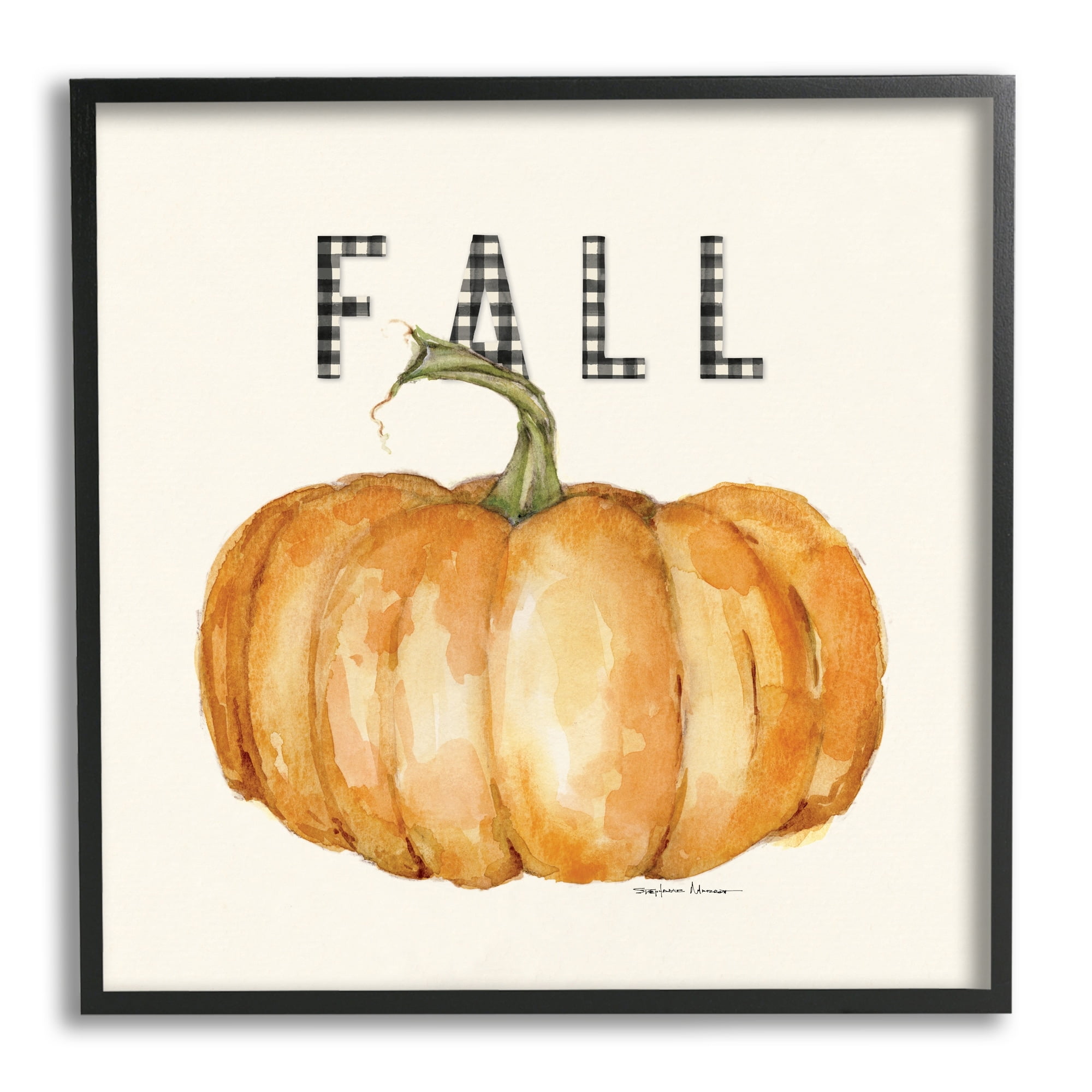 Stupell Industries Fall Pumpkin Black Farm Plaid Typography Autumn Gourd, 24 x 24, Design by Stephanie Workman Marrott