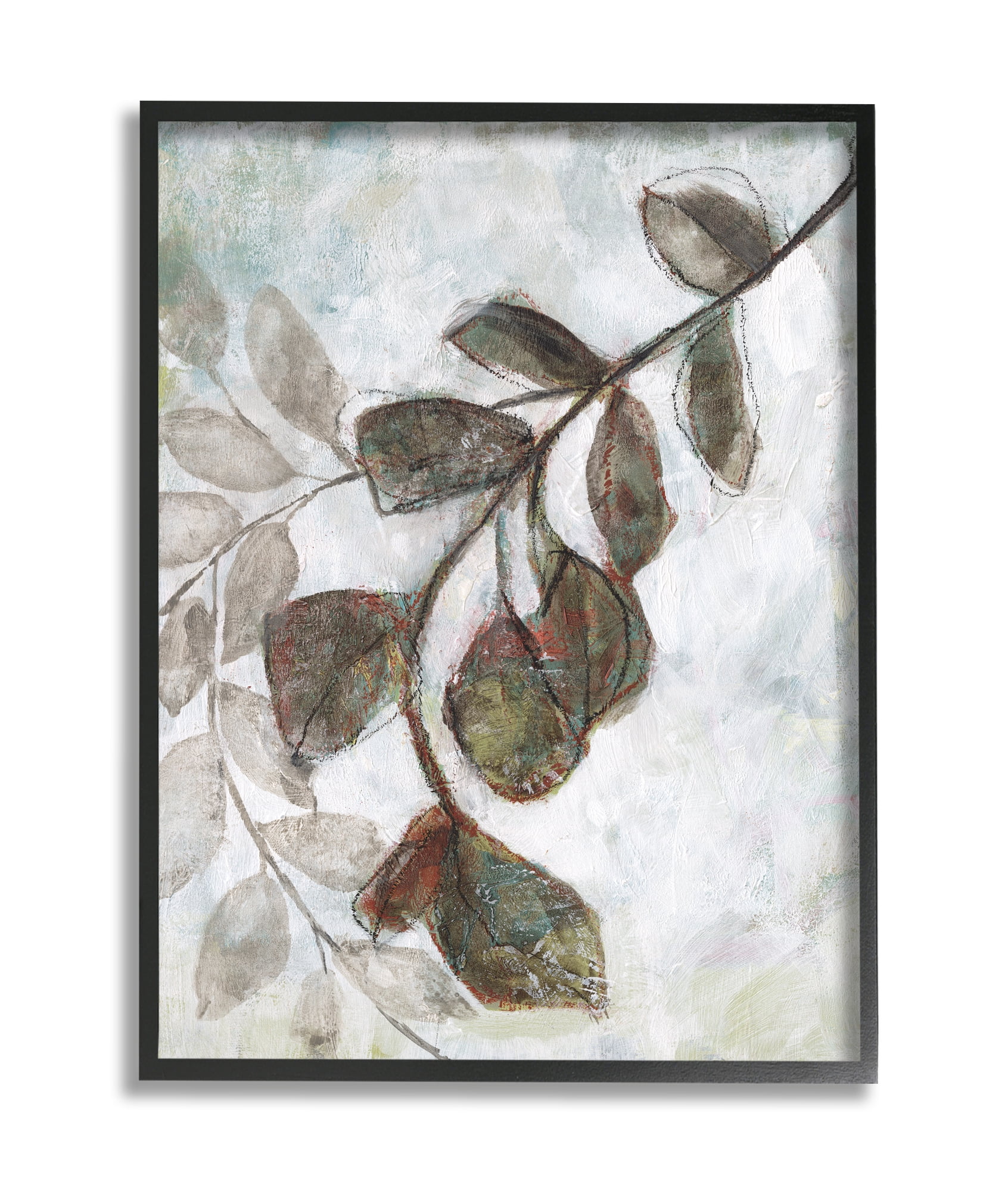 Stupell Industries Fall Season Tree Branches Soft Sketch Leaves Black Framed, 24 x 30, Design by Jennifer Goldberger