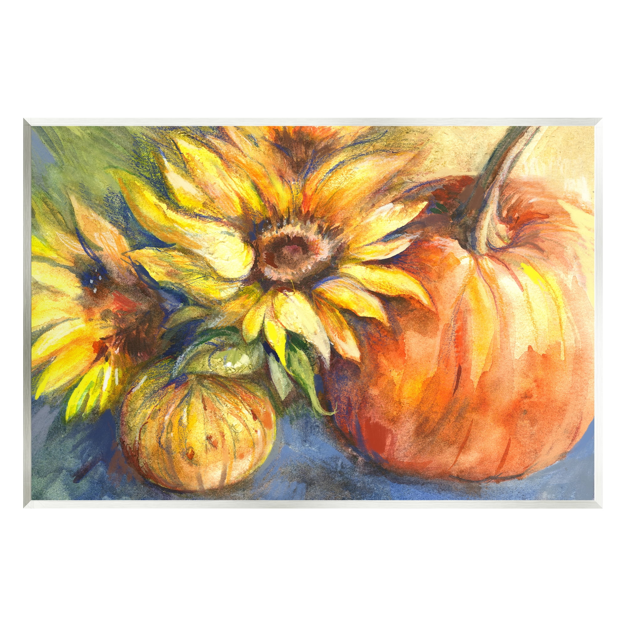 Stupell Industries Fall Sunflowers & Gourds Botanical & Floral Painting Unframed Art Print Wall Art, 19 x 13