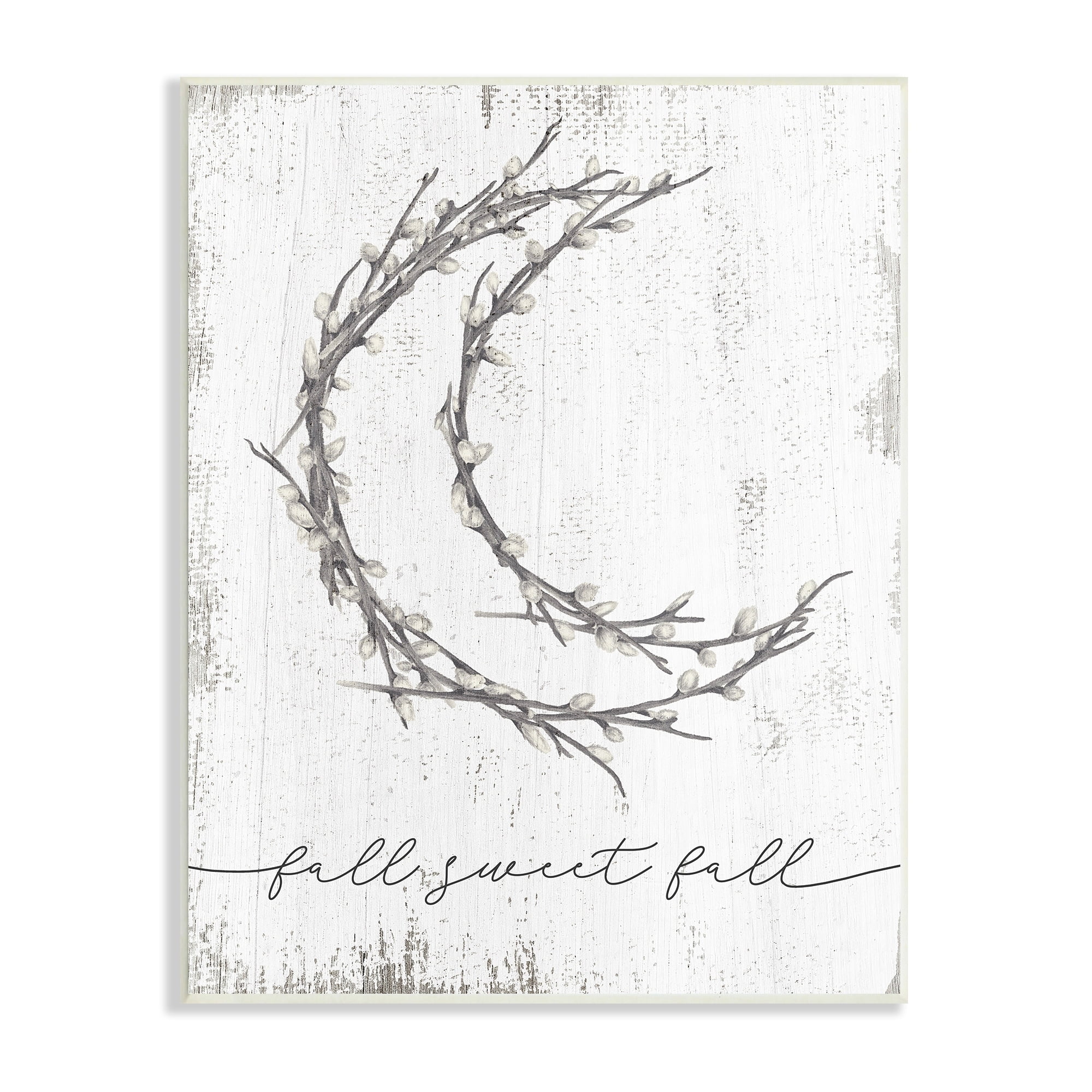 Stupell Industries Fall Sweet Fall Greeting Pussywillow Crescent Moon, 10 x 15,Design by Daphne Polselli