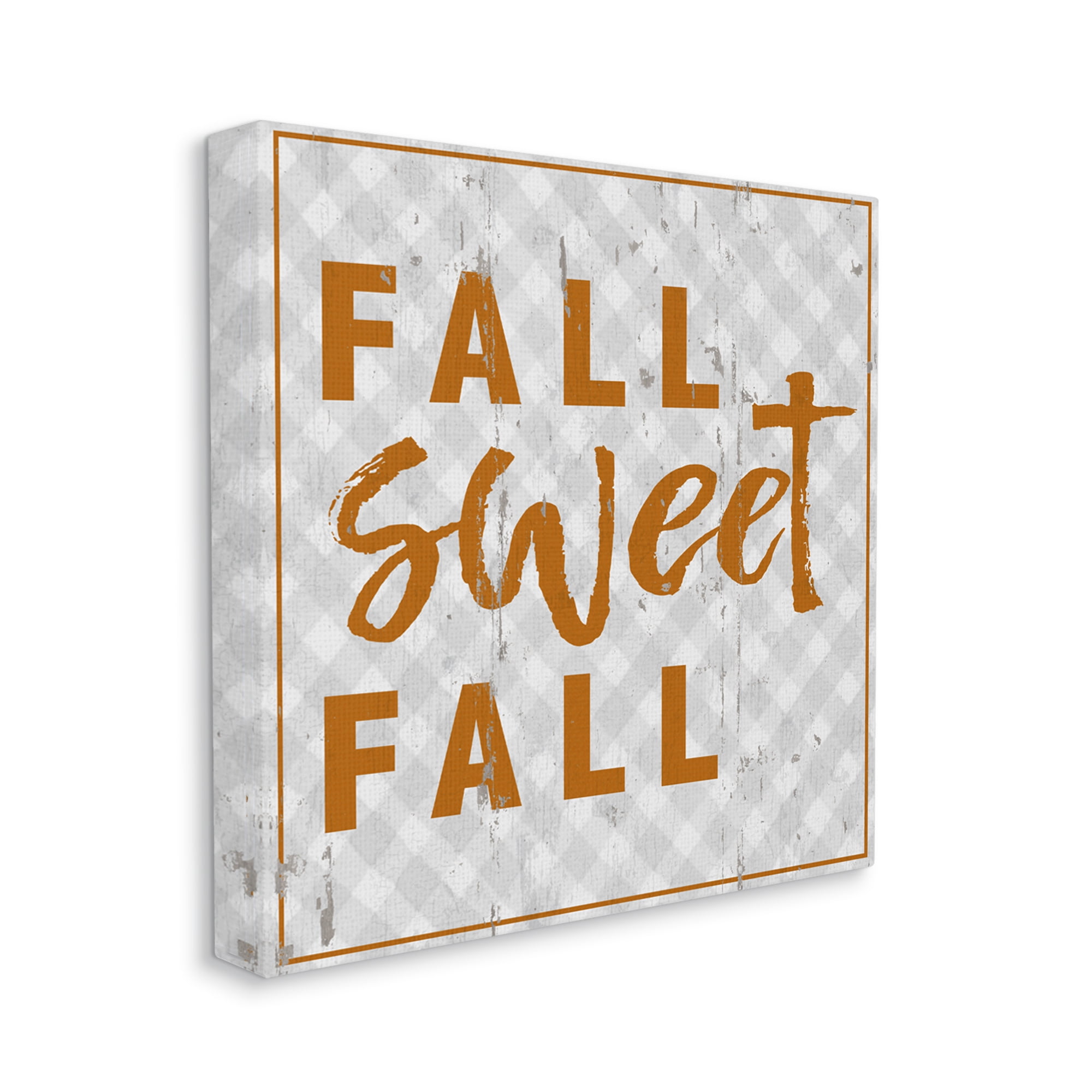 Stupell Industries Fall Sweet Fall Phrase Distressed Orange Text Typography Painting Gallery Wrapped Canvas Art Print Wall Art, 24 x 24