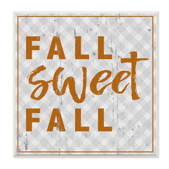 Stupell Industries Fall Sweet Fall Phrase Distressed Orange Text Typography Painting Wall Plaque Art Print Wall Art, 12 x 12