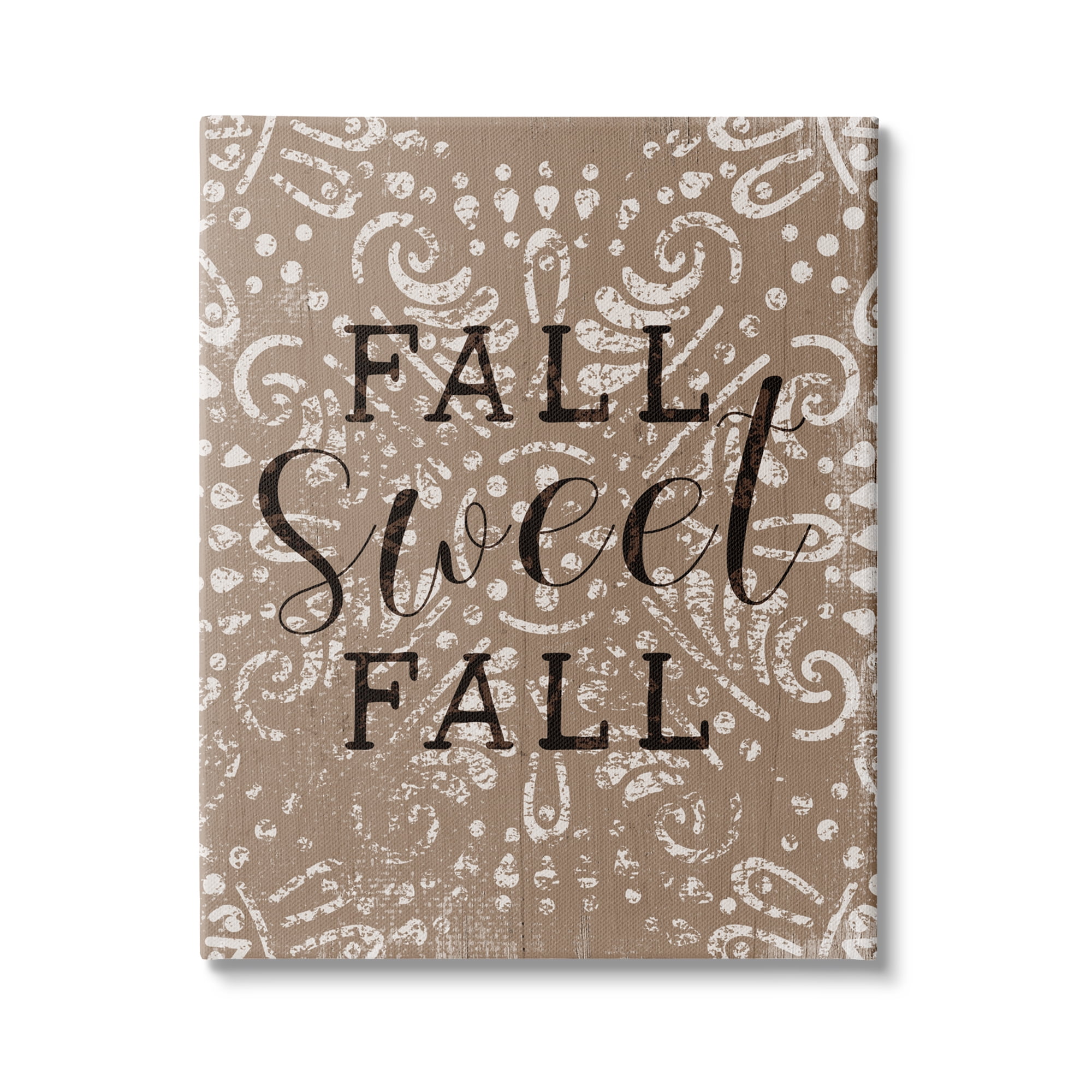 Stupell Industries Fall Sweet Fall Phrase Vintage Brown Fractal Pattern, 24 x 30,Design by Daphne Polselli