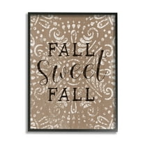 Stupell Industries Fall Sweet Fall Phrase Vintage Brown Fractal Pattern Graphic Art Black Framed Art Print Wall Art, 24x30, by Daphne Polselli