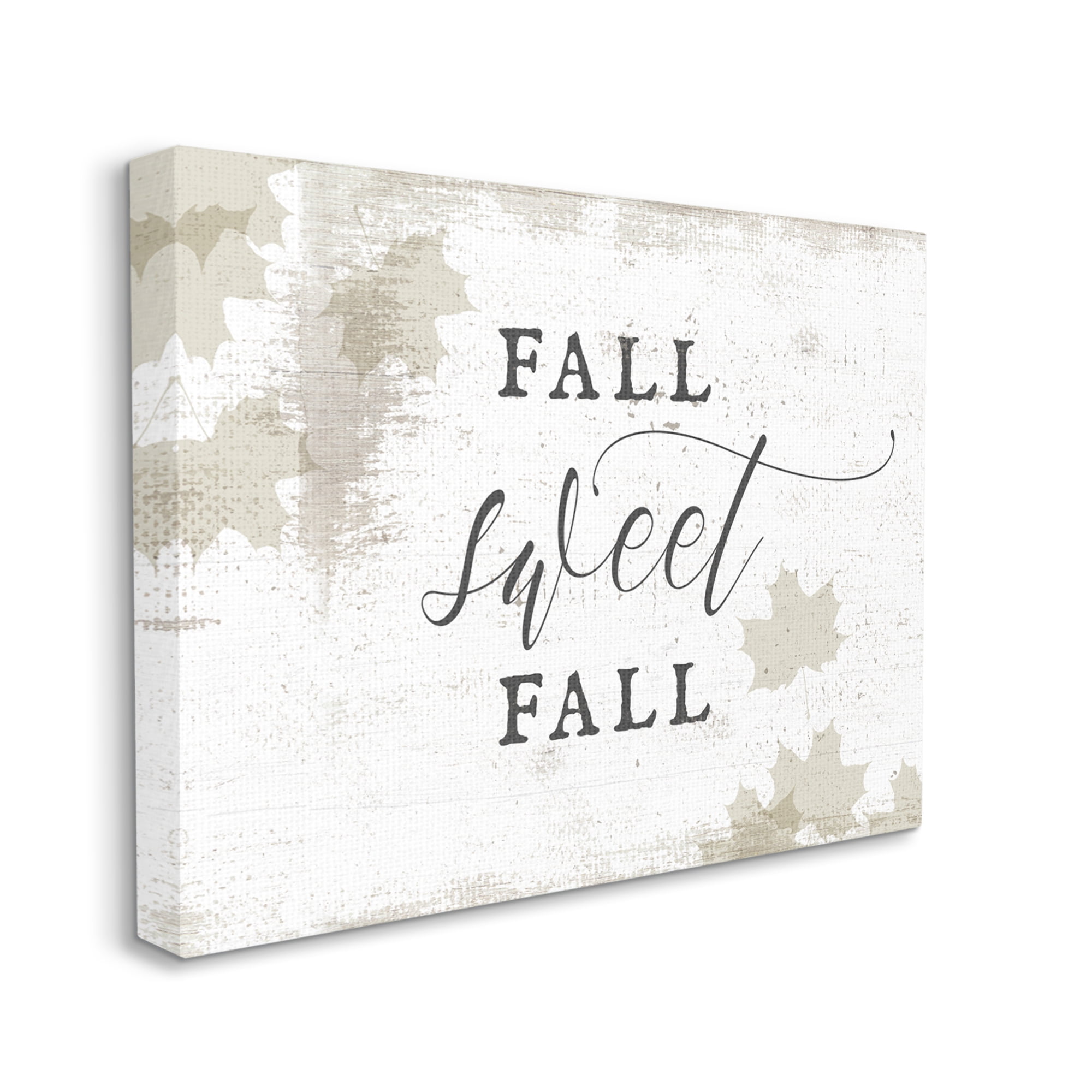 Stupell Industries Fall Sweet Fall Quote Opaque Autumn Leaves Landscape Painting Gallery Wrapped Canvas Art Print Wall Art, 36 x 48