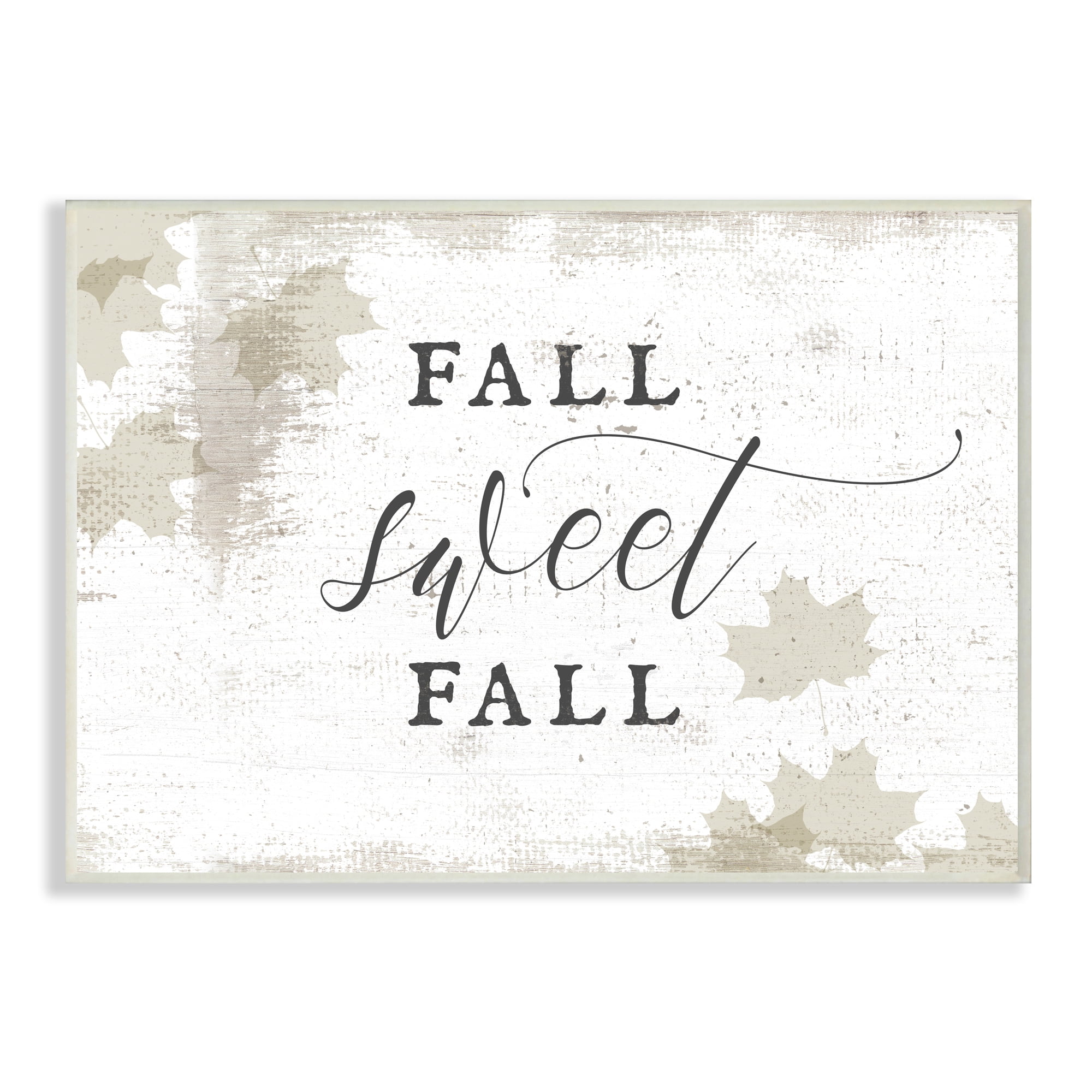 Stupell Industries Fall Sweet Fall Quote Opaque Autumn Leaves Landscape Painting Wall Plaque Art Print Wall Art, 10 x 15
