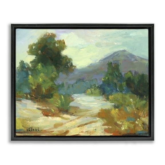 Stupell Industries Fall Time Mountain View Landscape & Nature Painting Black Floater Framed Canvas Art Print Wall Art, 21 x 17