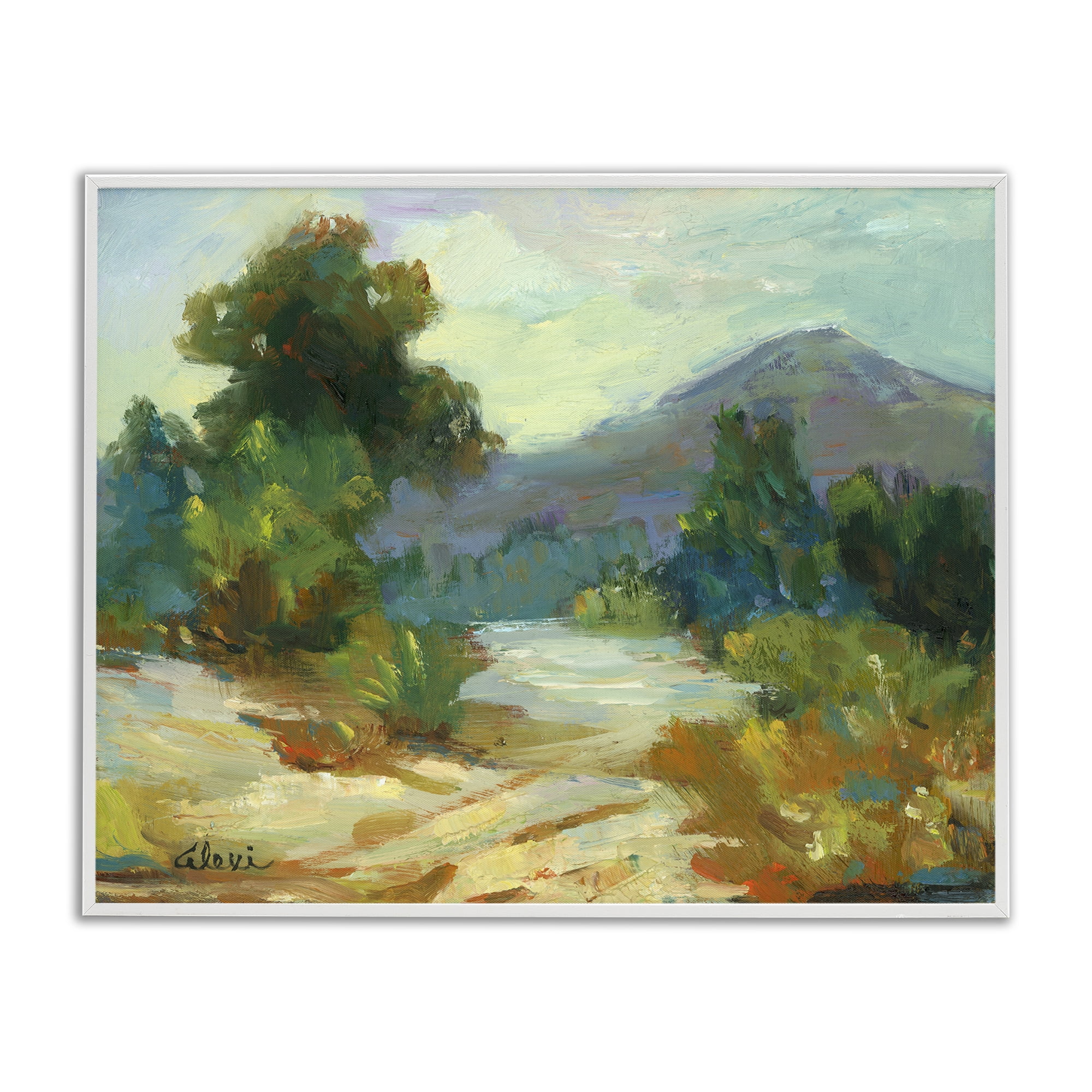 Stupell Industries Fall Time Mountain View Landscape & Nature Painting White Framed Art Print Wall Art, 20 x 16