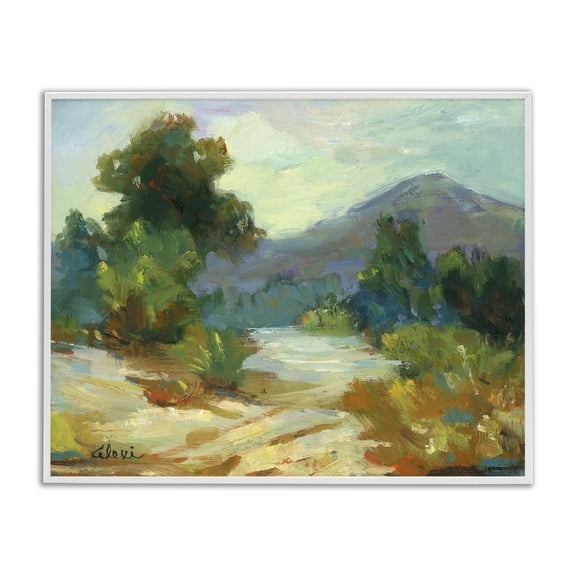 Stupell Industries Fall Time Mountain View Landscape & Nature Painting White Framed Art Print Wall Art, 30 x 24