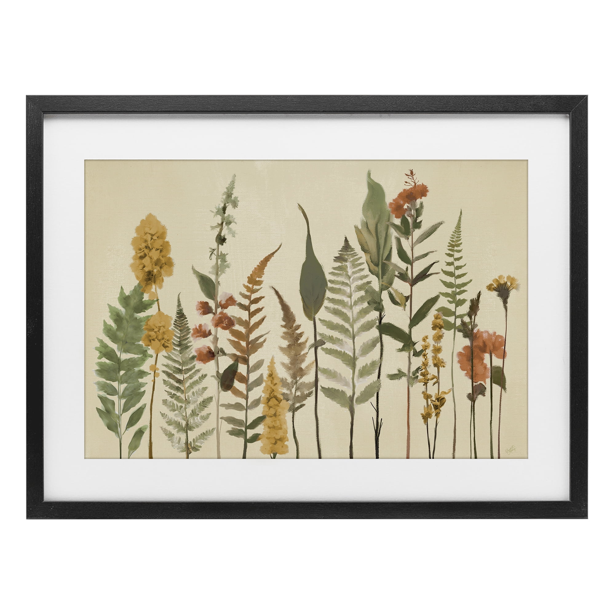 Stupell Industries Fall Toned Botanics Black Framed Print Under Glass, design by Elizabeth Medley