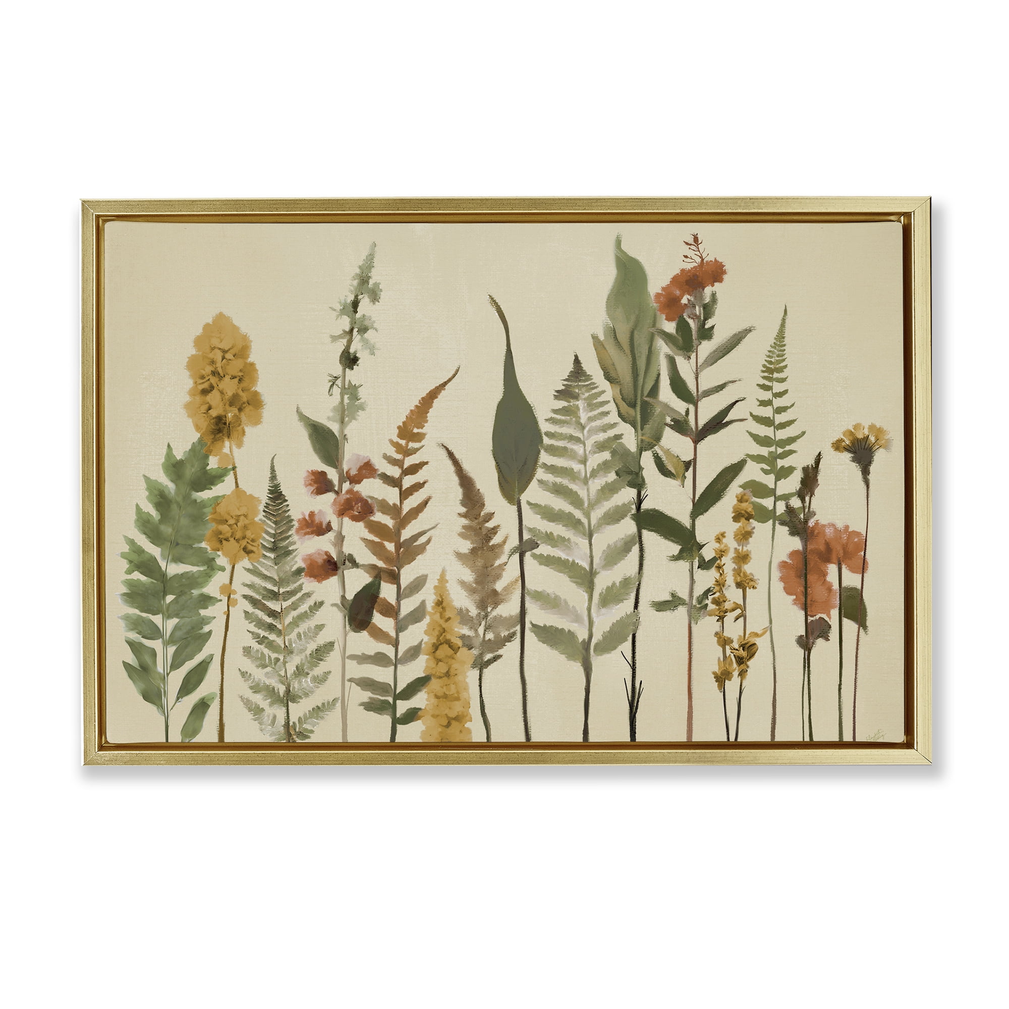 Stupell Industries Fall Toned Botanics Gold Framed Floater Canvas Wall Art, design by Elizabeth Medley
