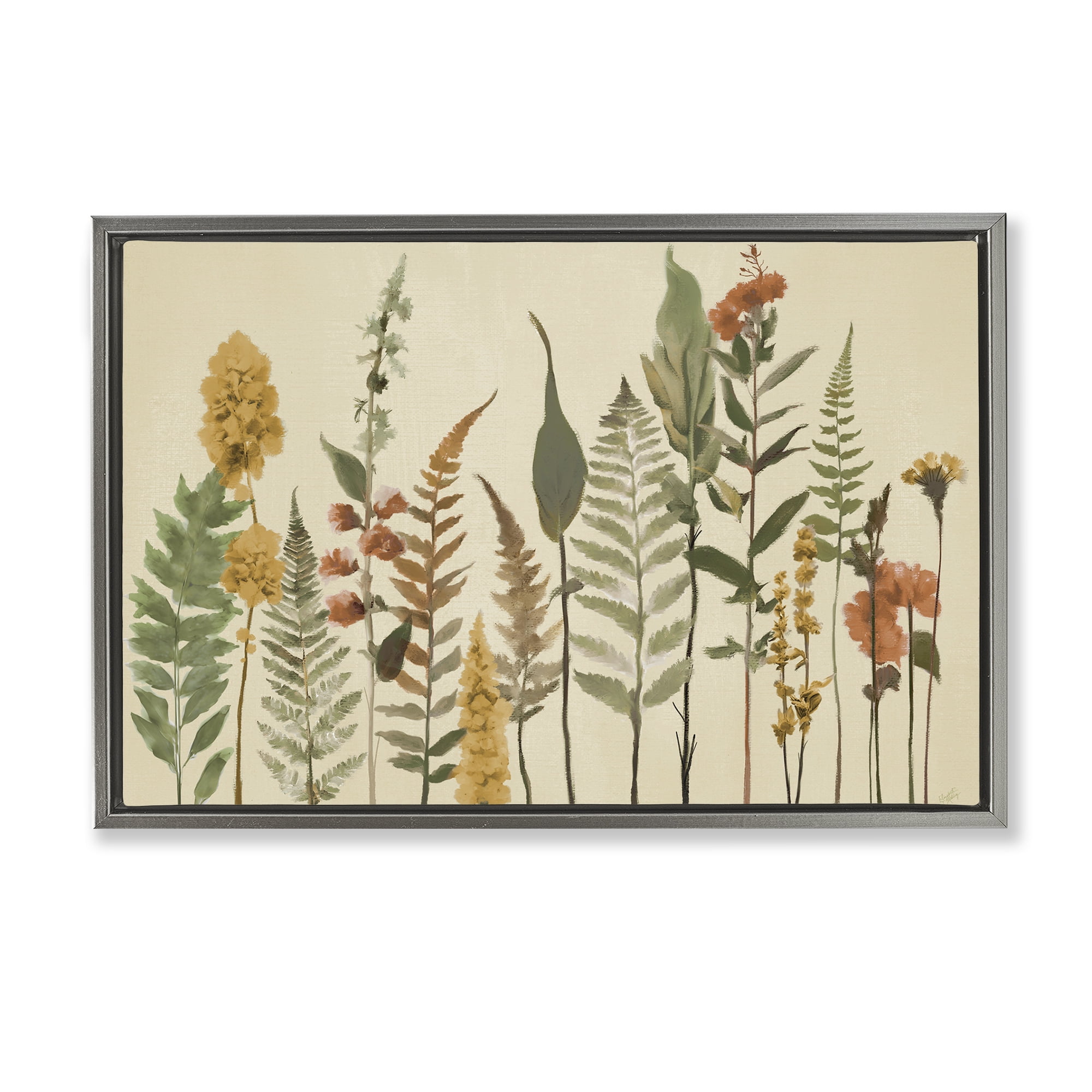 Stupell Industries Fall Toned Botanics Gray Framed Floater Canvas Wall Art, design by Elizabeth Medley