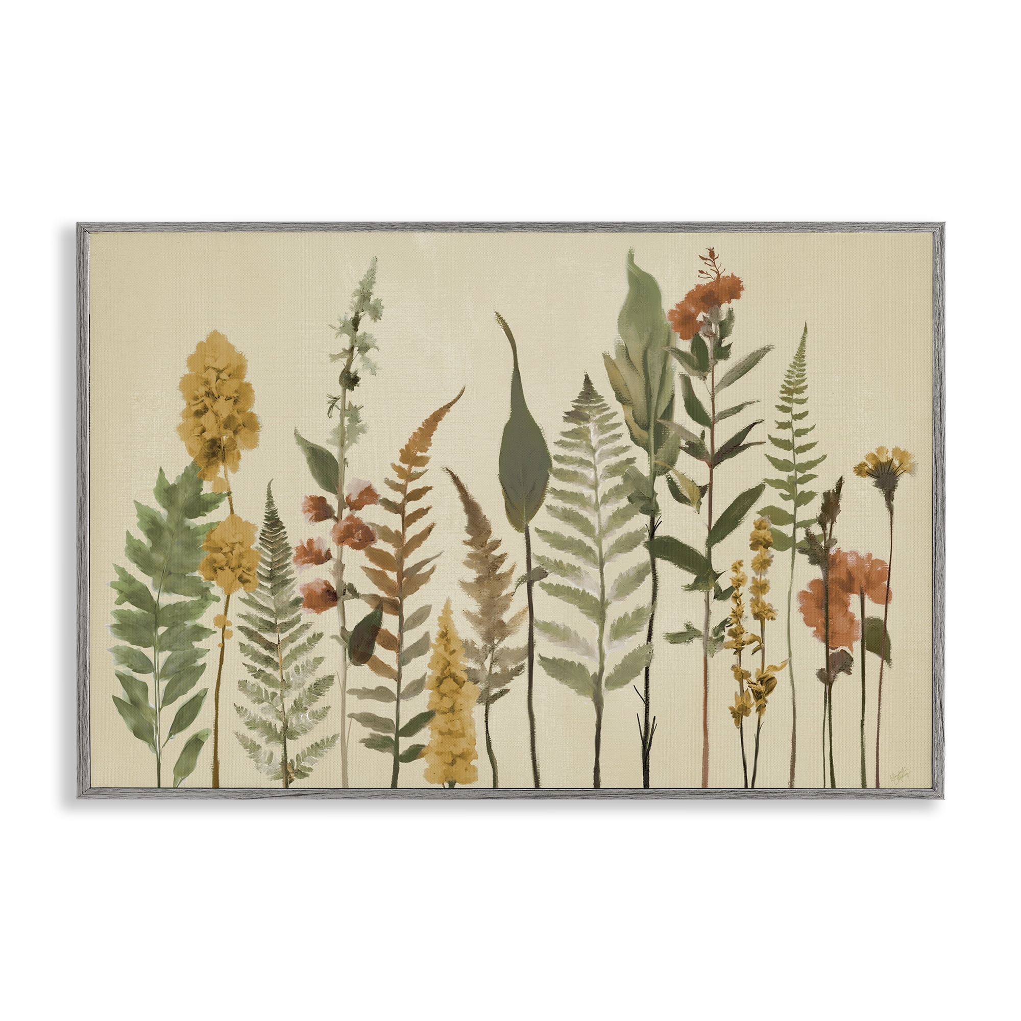 Stupell Industries Fall Toned Botanics Gray Framed Giclee Art, design by Elizabeth Medley