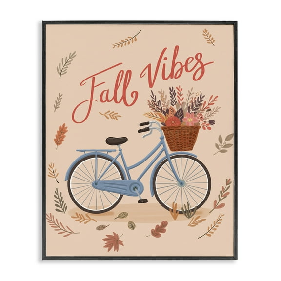 Stupell Industries Fall Vibes Bicycle Transportation Painting Black Framed Art Print Wall Art, 11 x 14