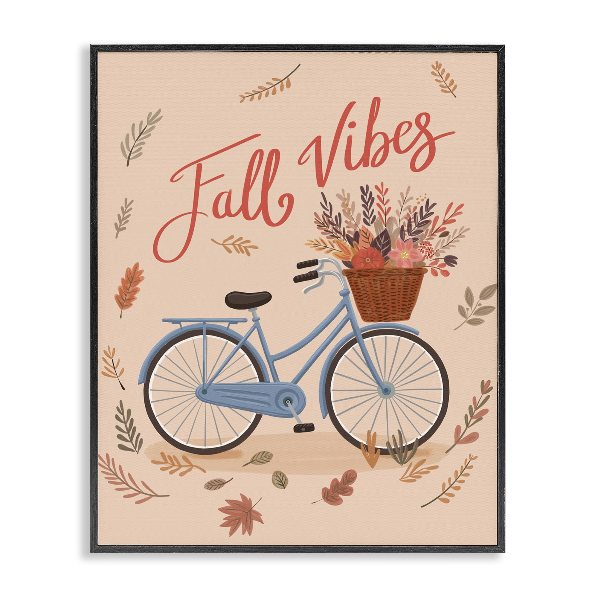 Stupell Industries Fall Vibes Bicycle Transportation Painting Black Framed Art Print Wall Art, 16 x 20
