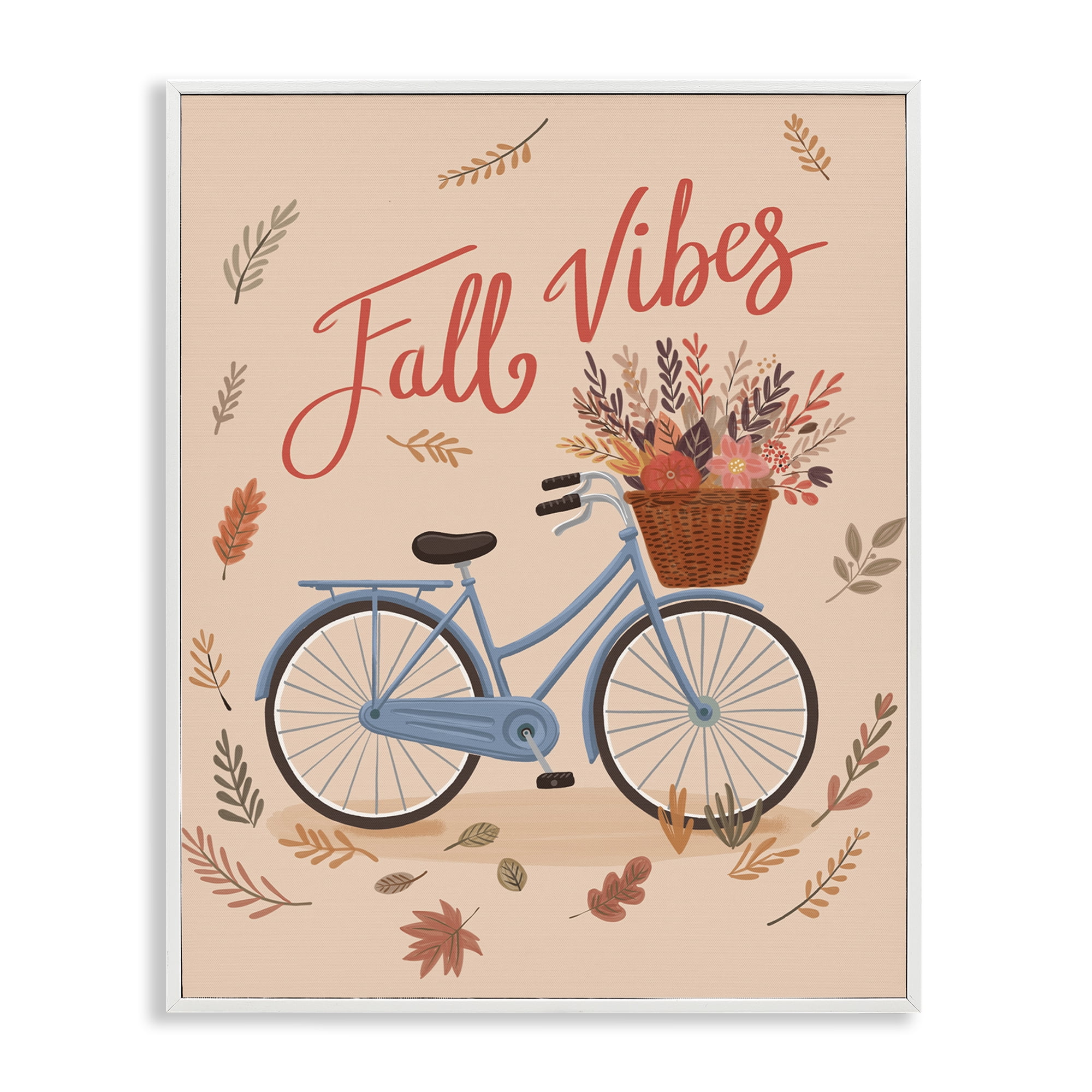 Stupell Industries Fall Vibes Bicycle Transportation Painting White Framed Art Print Wall Art, 11 x 14