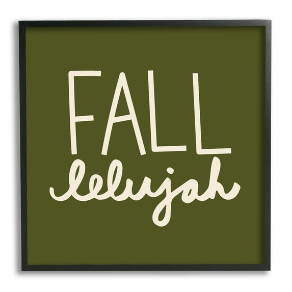 Stupell Industries Fall-lelujah Autumn Phrase Holiday Painting Black Framed Art Print Wall Art, 12 x 12