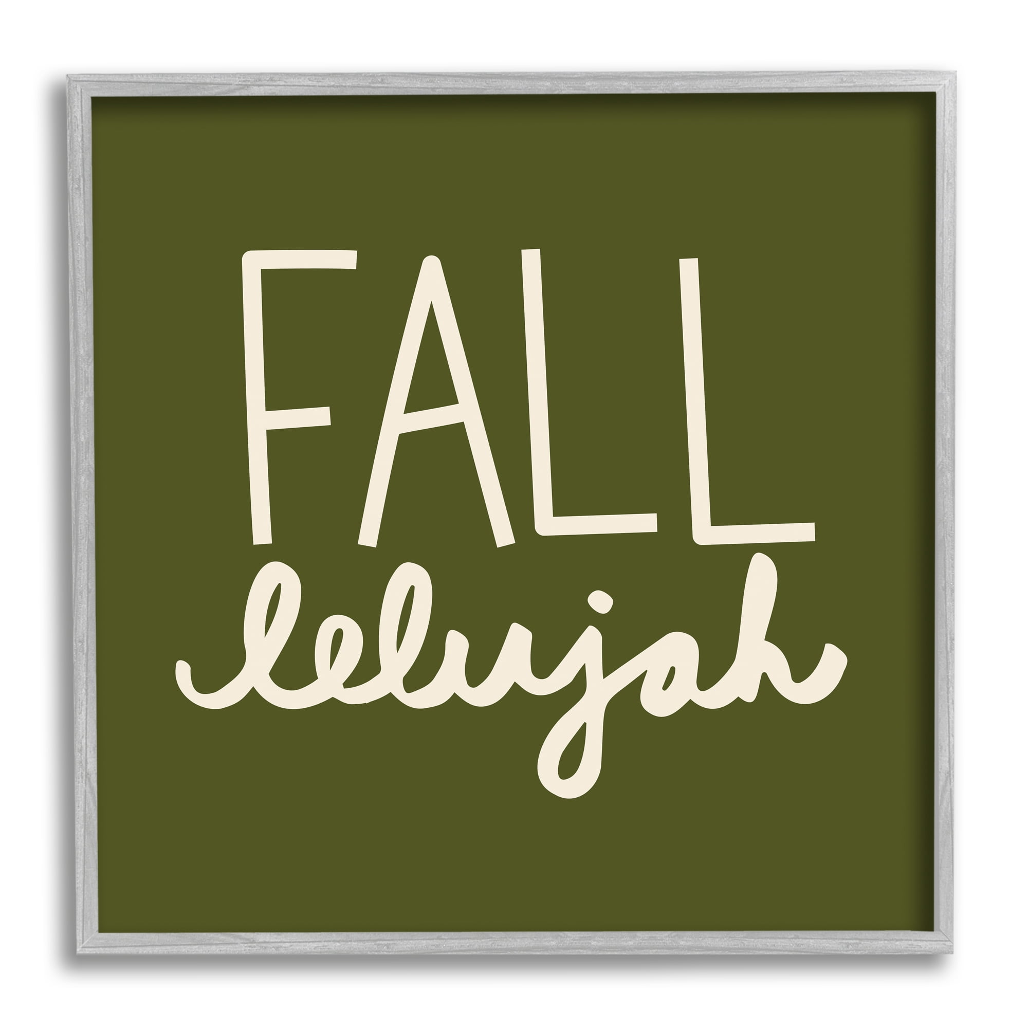 Stupell Industries Fall-lelujah Autumn Phrase Holiday Painting Gray Framed Art Print Wall Art, 12 x 12