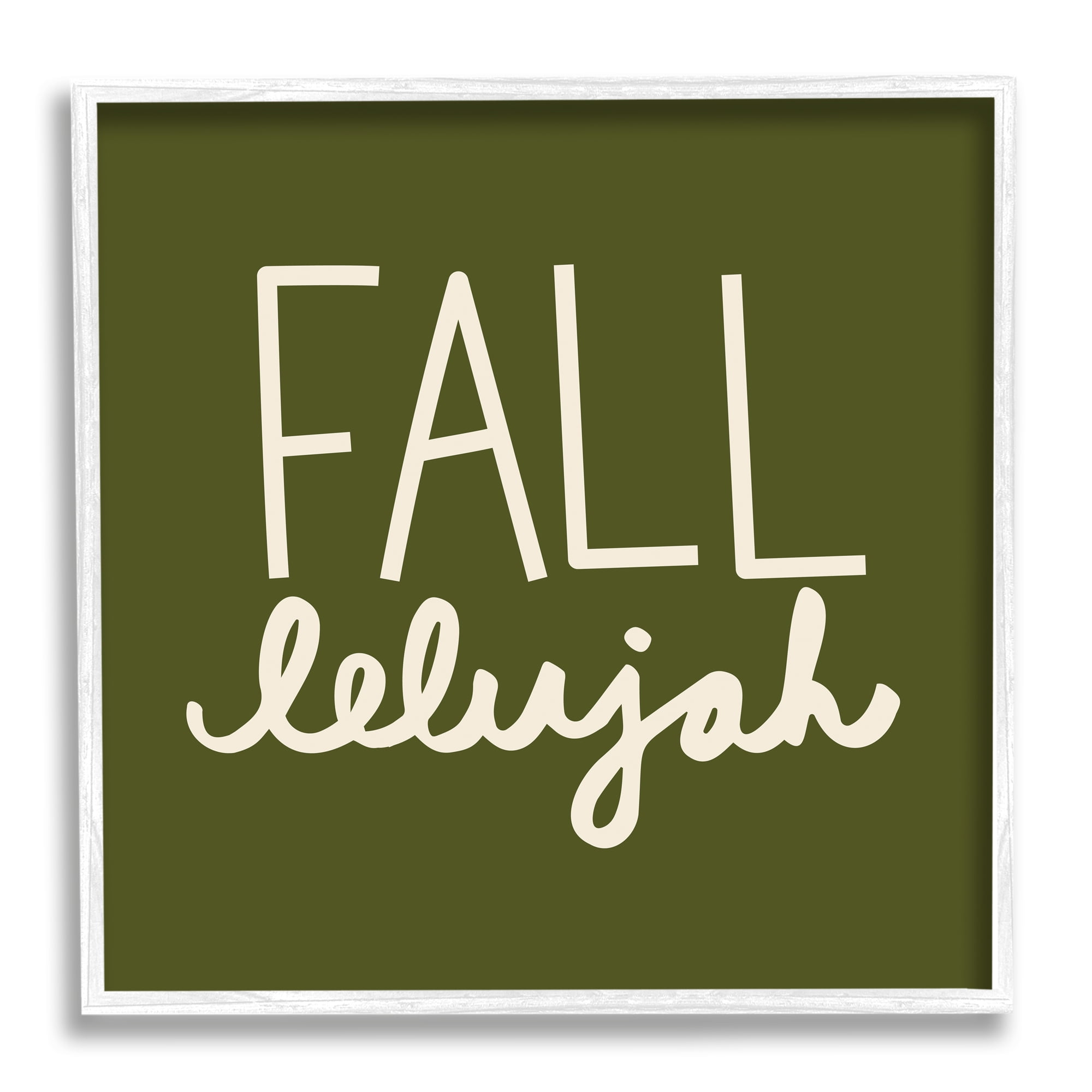 Stupell Industries Fall-lelujah Autumn Phrase Holiday Painting White Framed Art Print Wall Art, 12 x 12