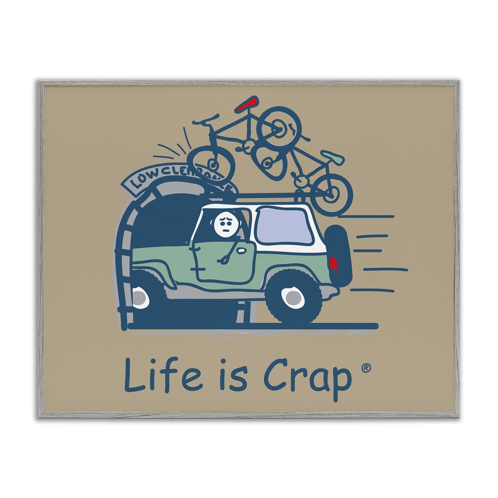 Stupell Industries Falling Bikes Overpass Novelty & Humor Painting Gray Framed Art Print Wall Art, 20 x 16