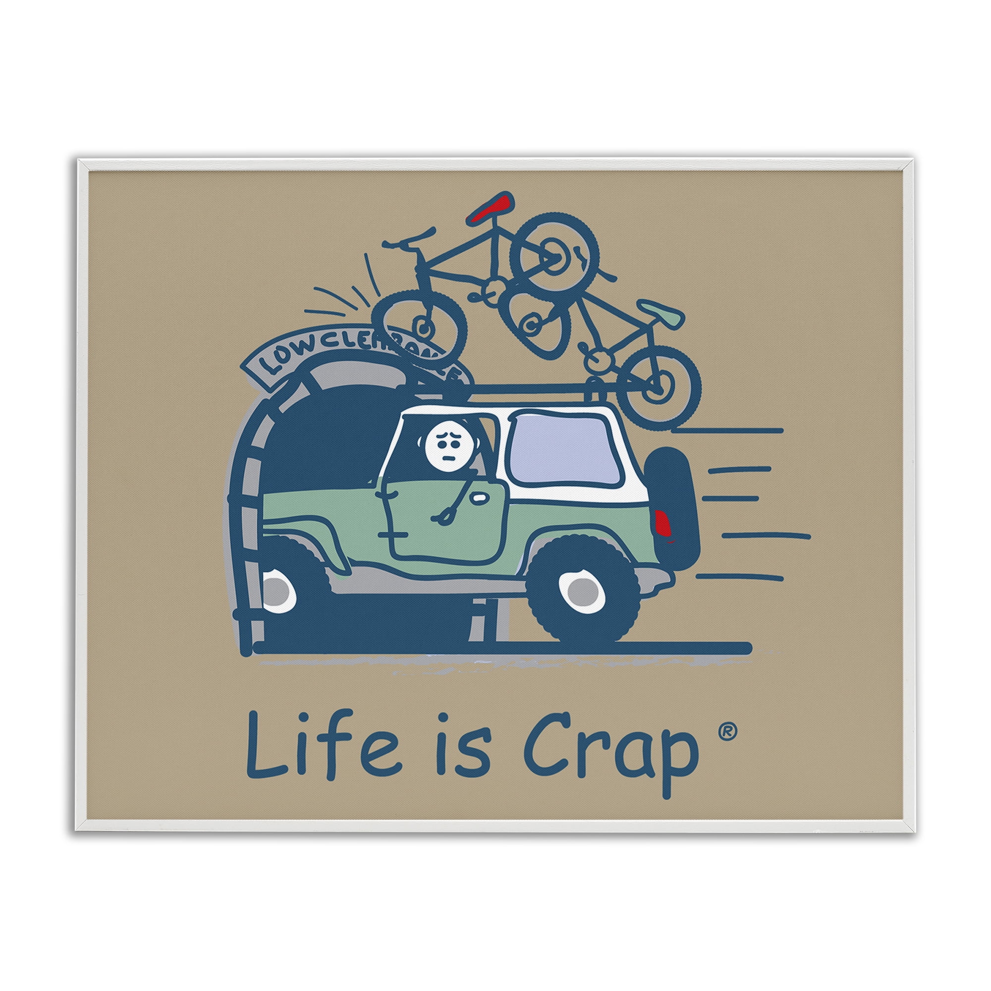 Stupell Industries Falling Bikes Overpass Novelty & Humor Painting White Framed Art Print Wall Art, 14 x 11
