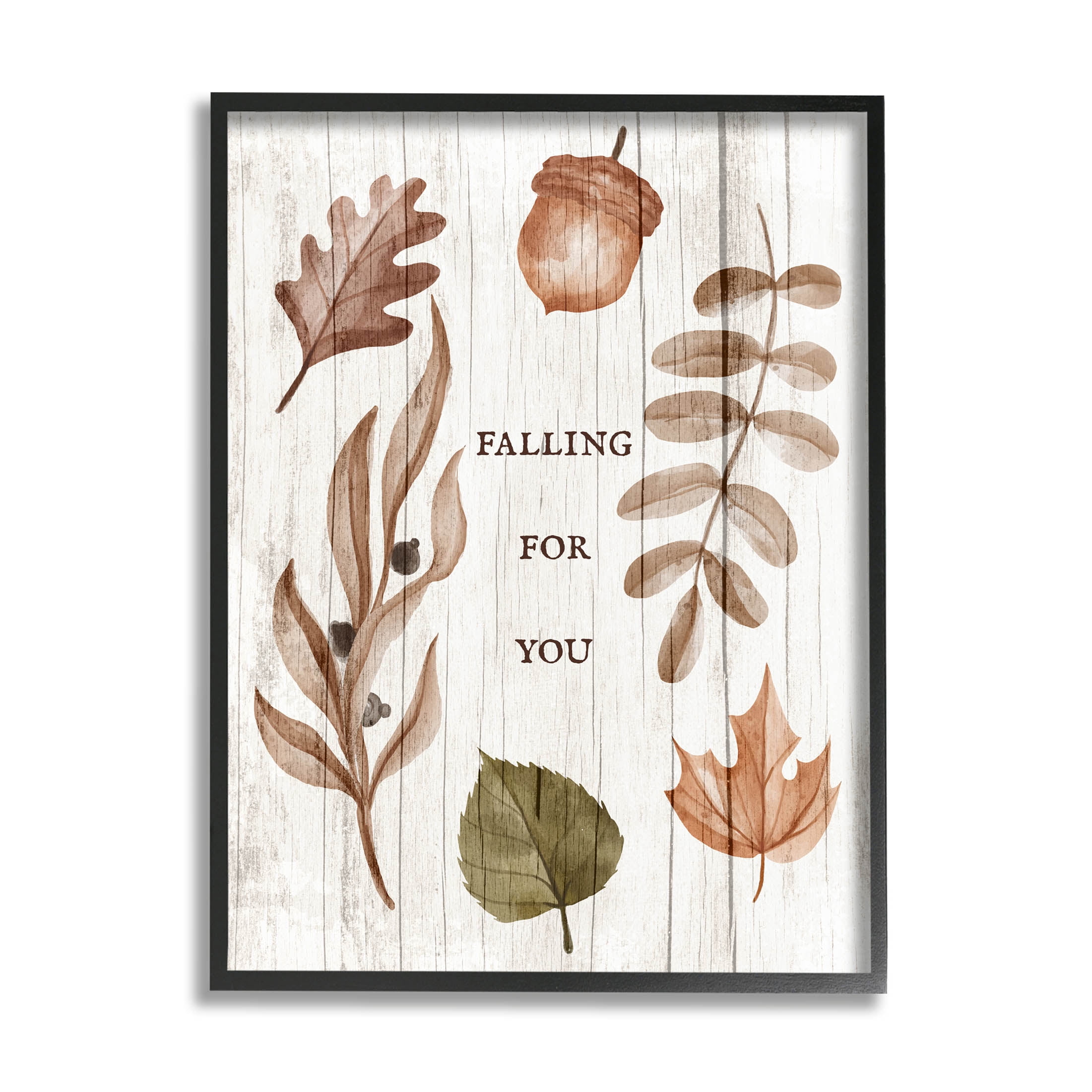 Stupell Industries Falling For You Fall Botanicals Graphic Art Black Framed Art Print Wall Art, Design by Lil' Rue