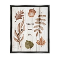 Stupell Industries Falling For You Fall Botanicals Graphic Art Jet Black Floating Framed Canvas Print Wall Art, Design by Lil' Rue