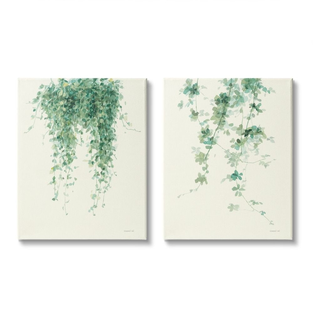 Stupell Industries Falling Ivy Vines Nature Minimal Green Watercolor Canvas Wall Art Design by Danhui Nai, 2 Piece, 16" x 20"