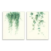 Stupell Industries Falling Ivy Vines Nature Minimal Green Watercolor Unframed Art Print Wall Art Set of 2, 10x15, by Danhui Nai