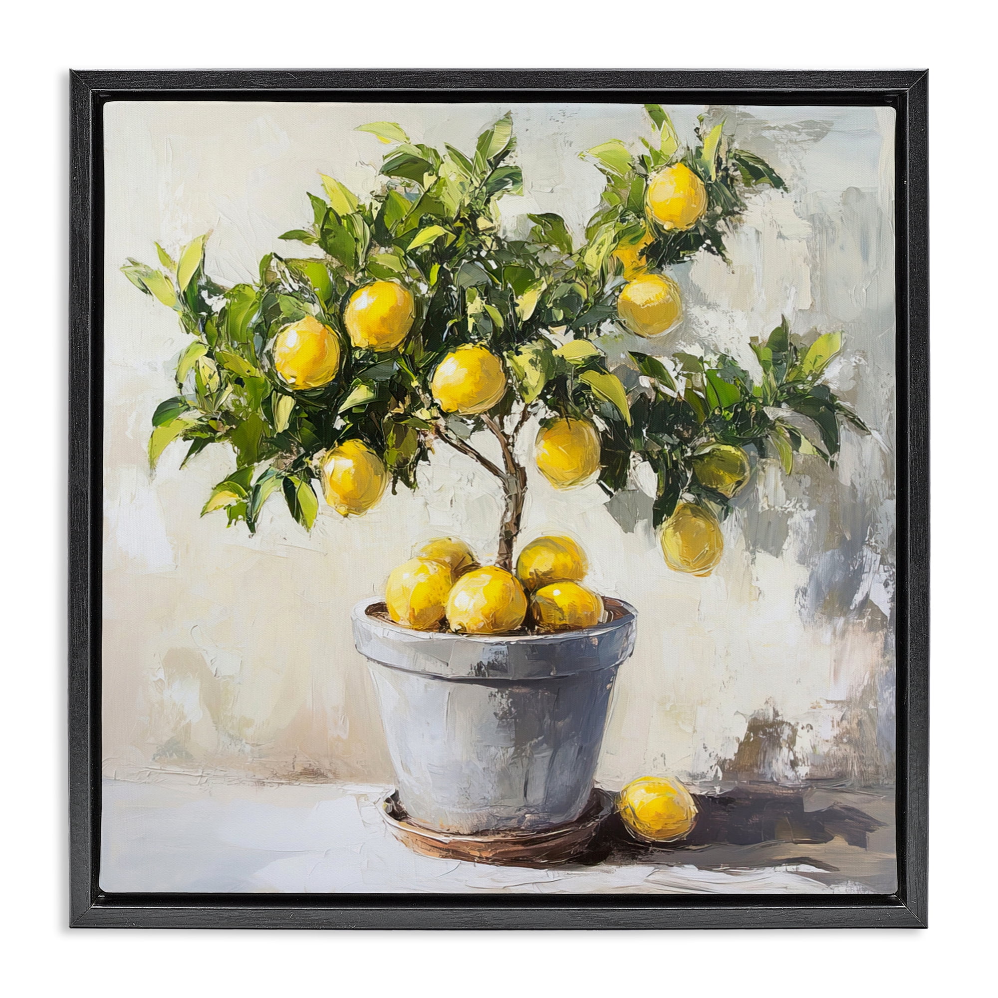 Stupell Industries Falling Lemon Tree Black Framed Floater Canvas Wall Art, design by Tina LeCour
