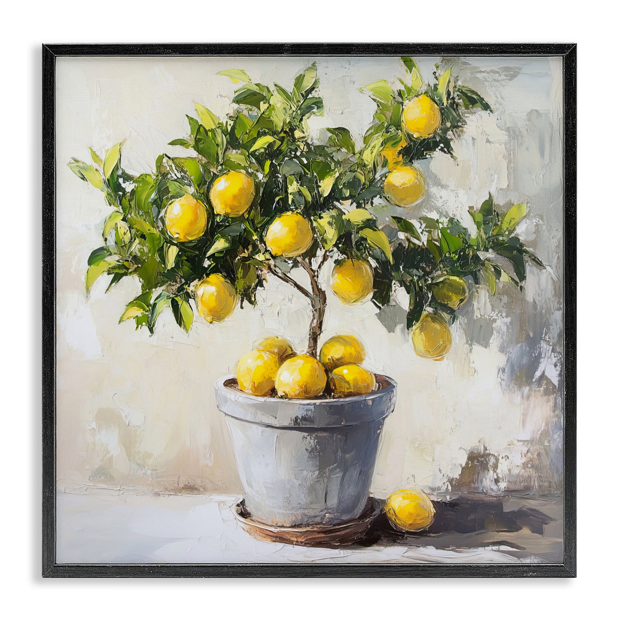 Stupell Industries Falling Lemon Tree Black Framed Giclee Art, design by Tina LeCour