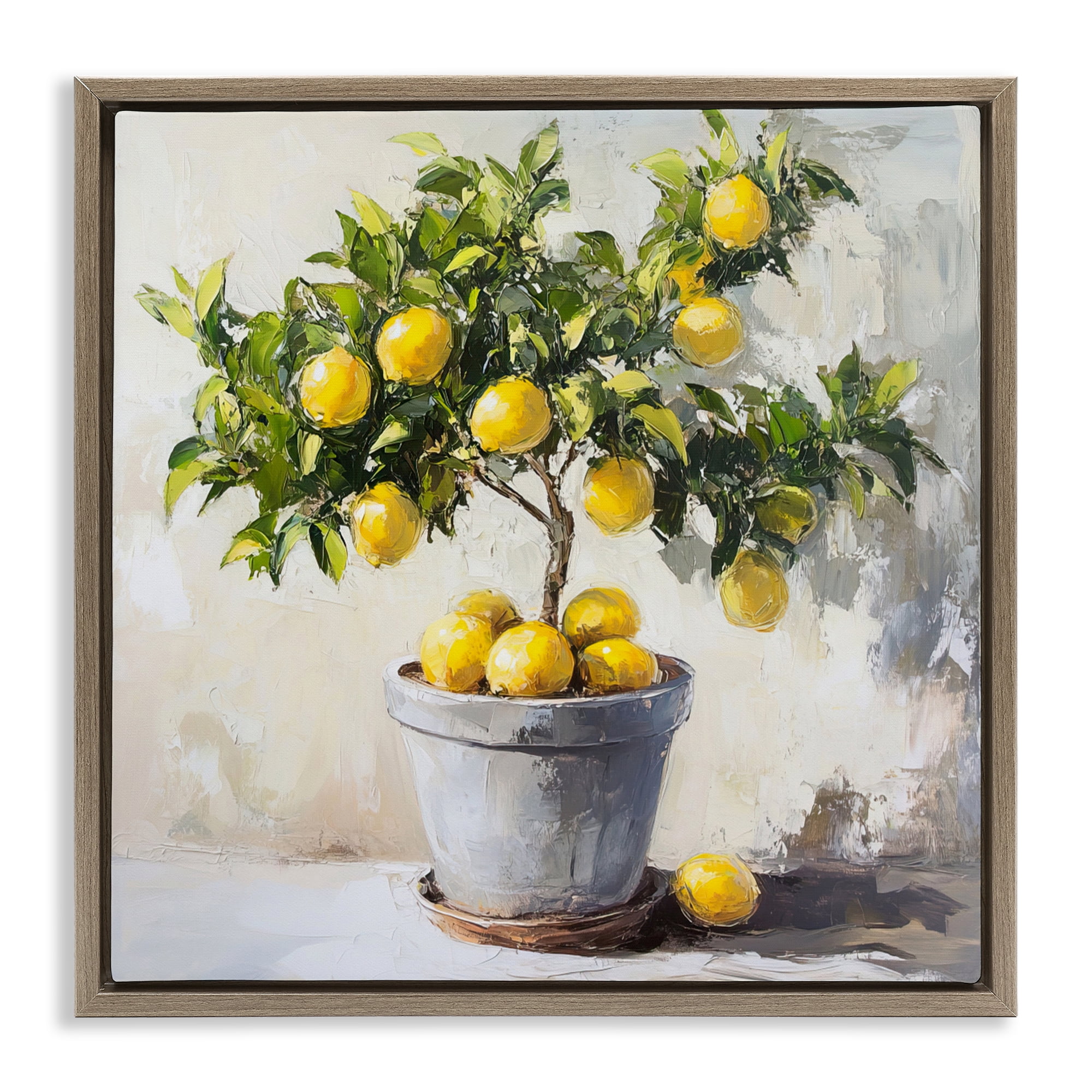 Stupell Industries Falling Lemon Tree Brown Framed Floater Canvas Wall Art, design by Tina LeCour