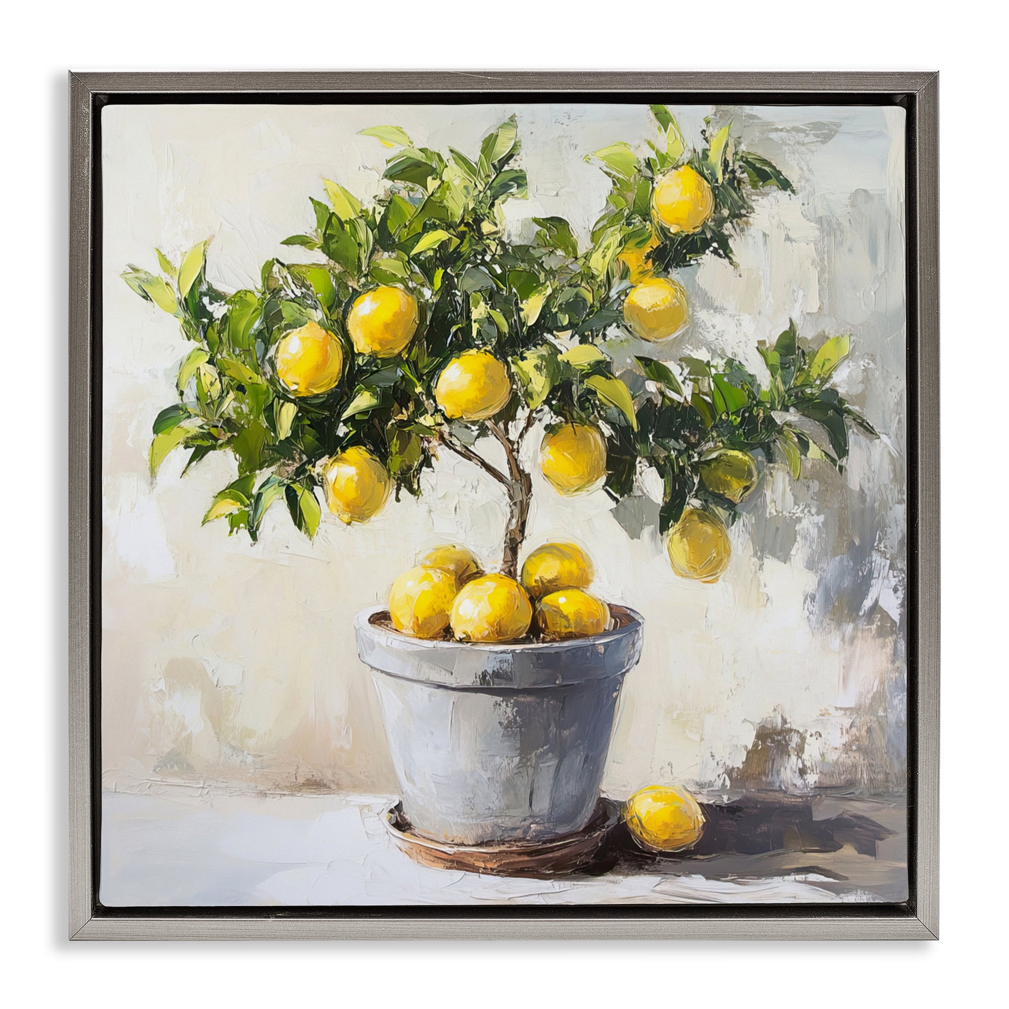 Stupell Industries Falling Lemon Tree Gray Framed Floater Canvas Wall Art, design by Tina LeCour