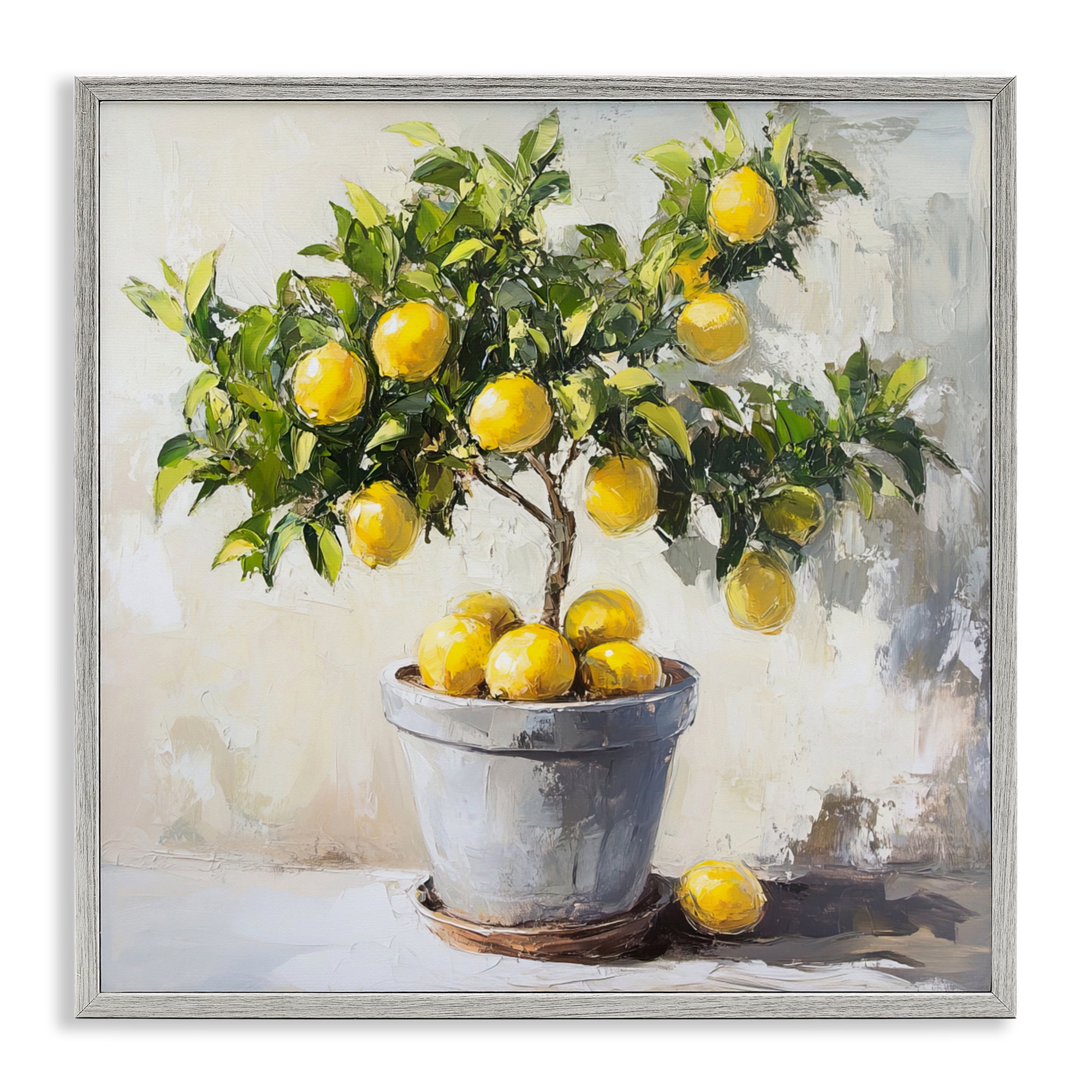 Stupell Industries Falling Lemon Tree Gray Framed Giclee Art, design by Tina LeCour