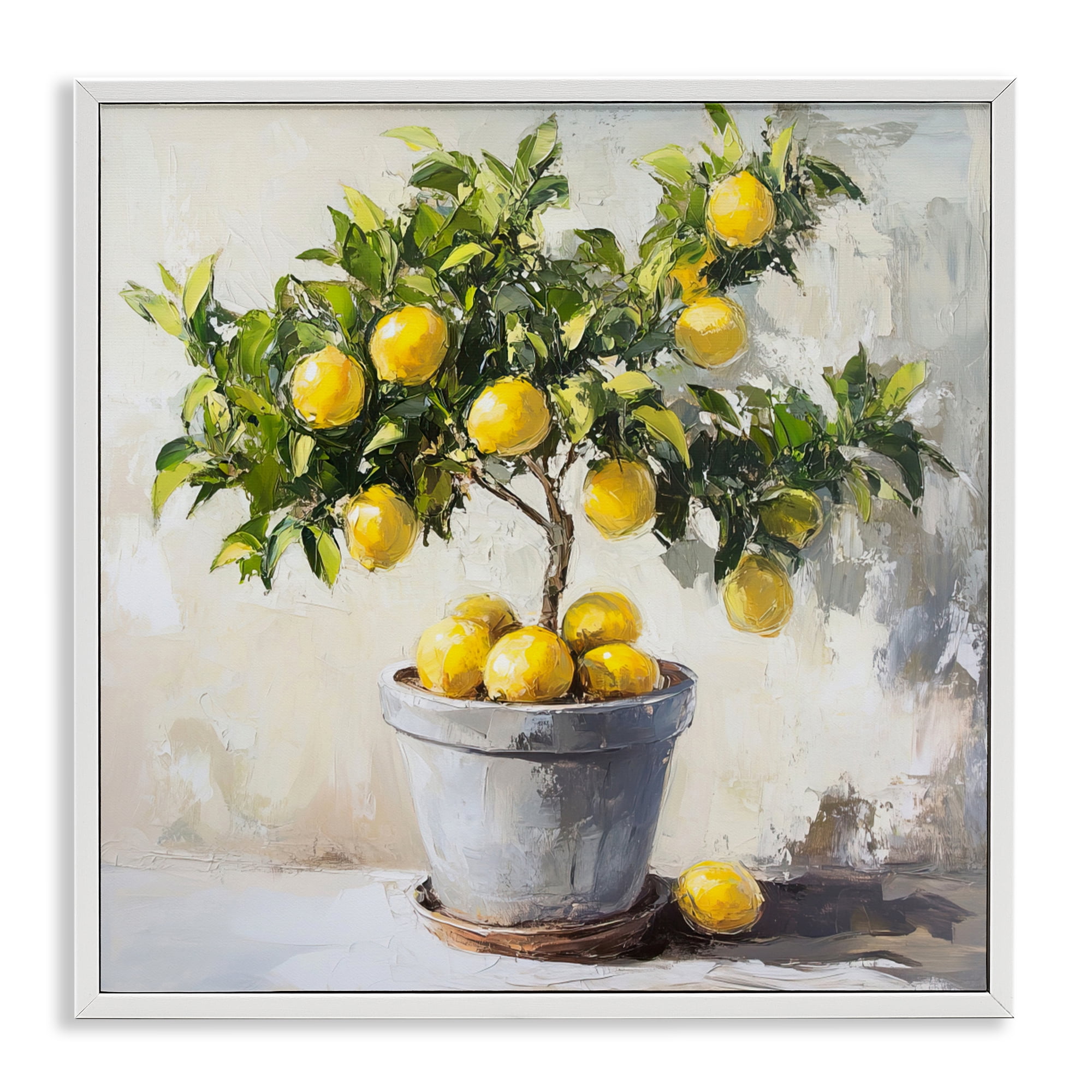 Stupell Industries Falling Lemon Tree White Framed Giclee Art, design by Tina LeCour