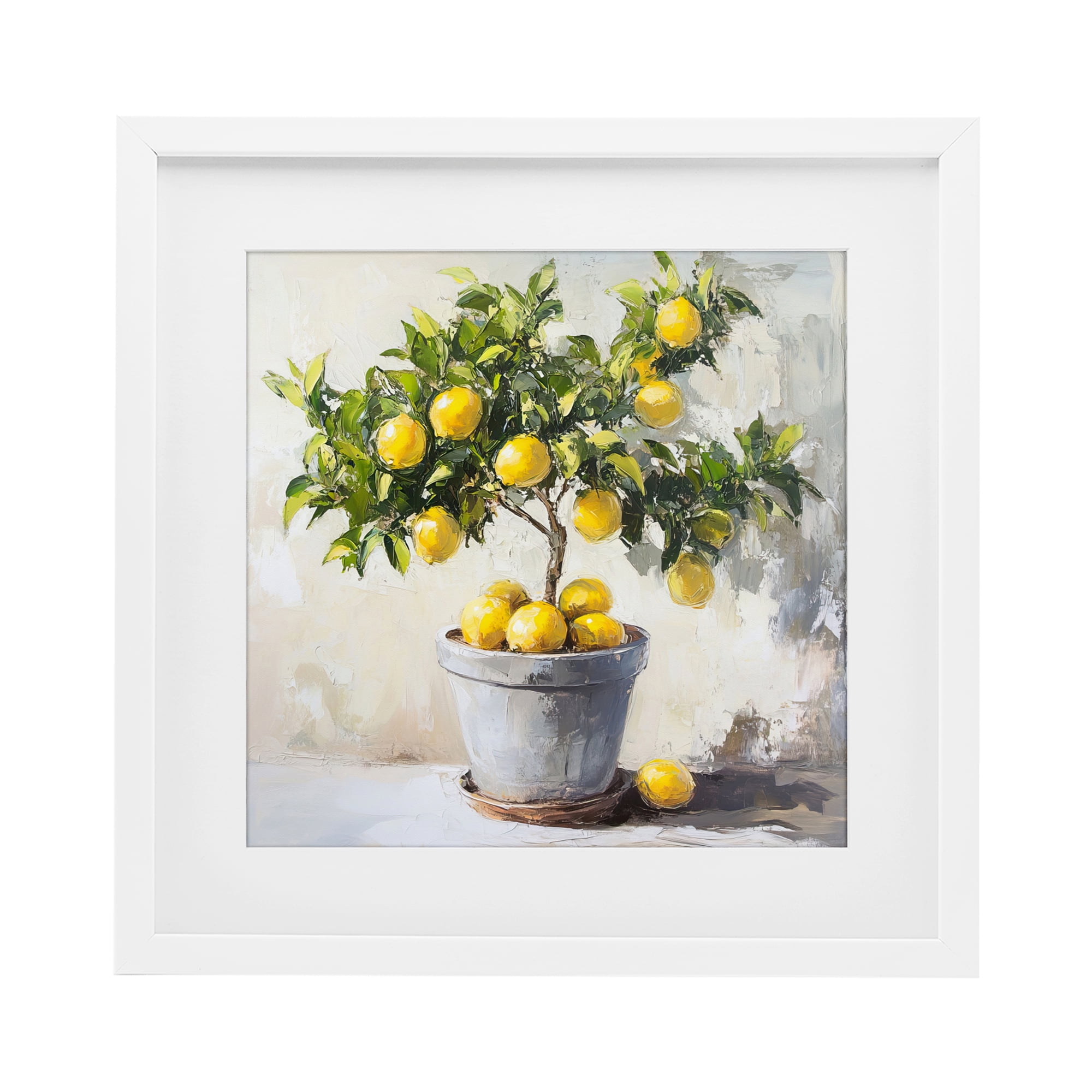 Stupell Industries Falling Lemon Tree White Framed Print Under Glass, design by Tina LeCour