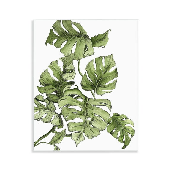 Stupell Industries Falling Monstera Leaves Botanical & Floral Painting Unframed Art Print Wall Art, 11 x 14
