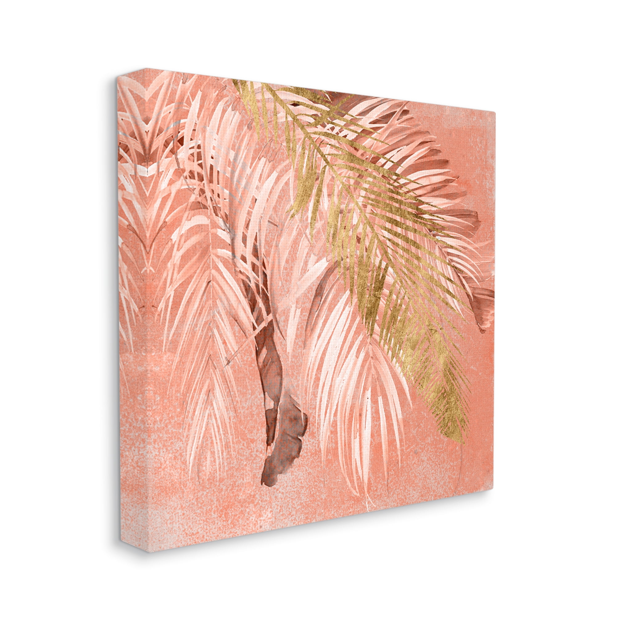 Tropical Pink Palm Fronds Wrapped Canvas Landscape Art