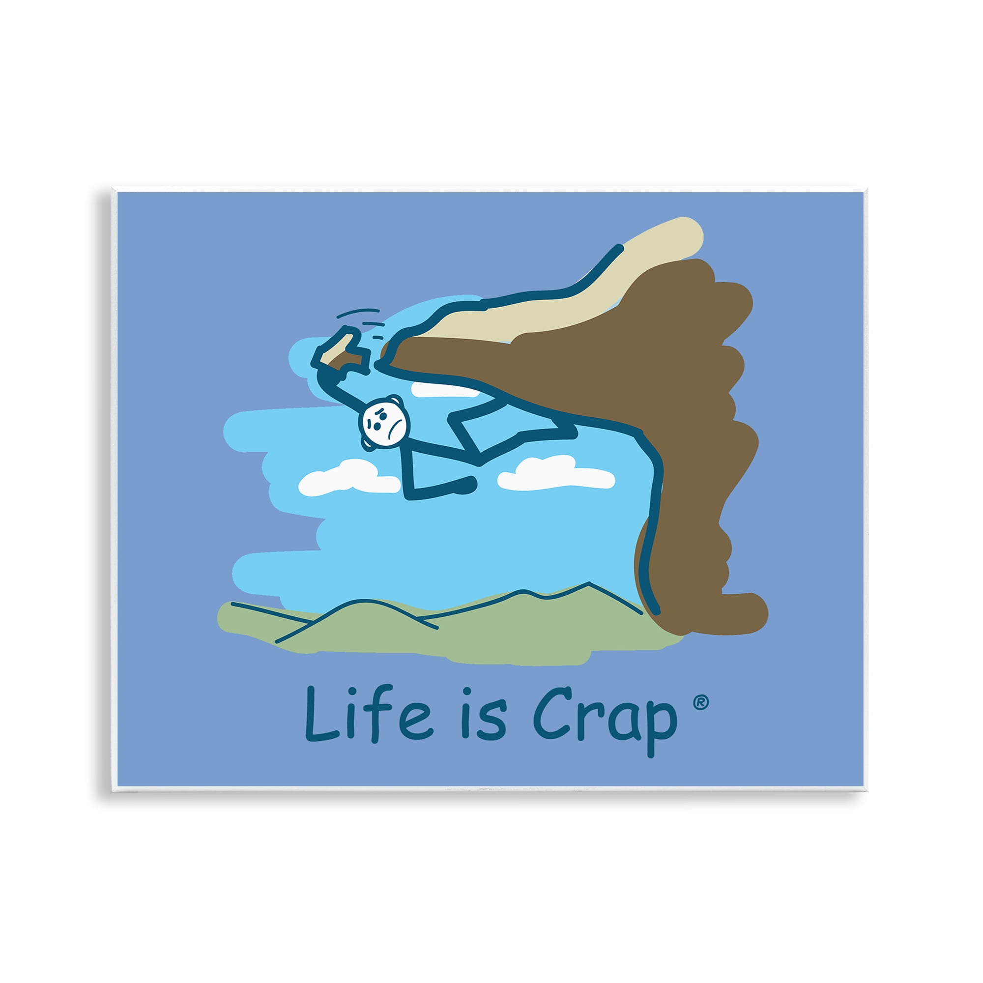 Stupell Industries Falling Rock Climber Novelty & Humor Painting Unframed Art Print Wall Art, 14 x 11
