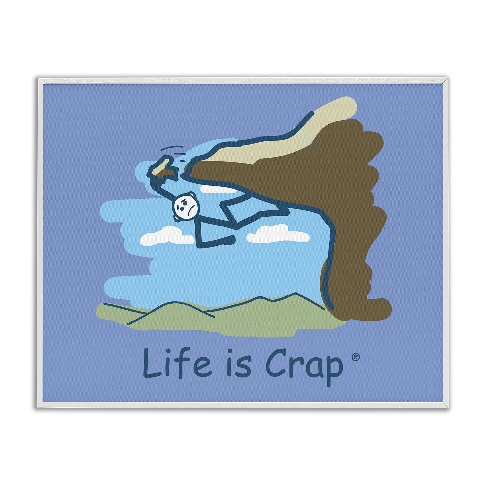 Stupell Industries Falling Rock Climber Novelty & Humor Painting White Framed Art Print Wall Art, 30 x 24