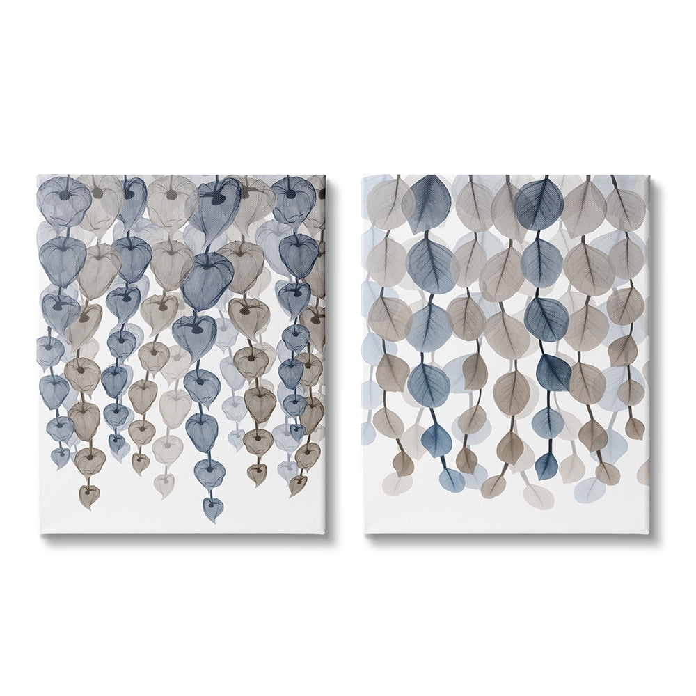 Neutral Blue and Brown Abstract Canvas Wall Art Set